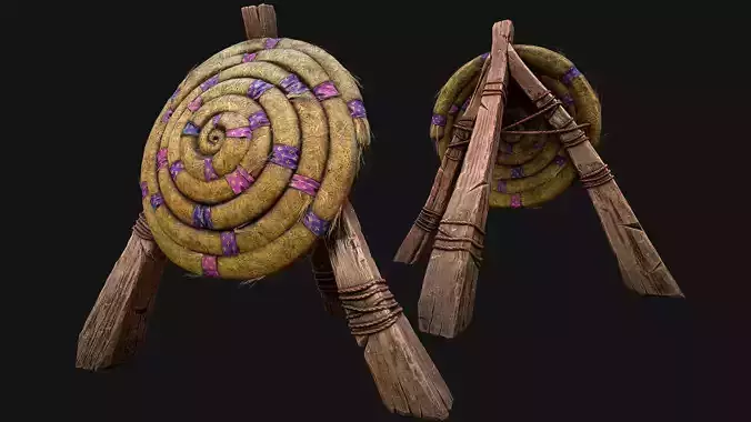 Medieval Wooden Straw Dummy for Training  Fair Castle Props Low-poly 3D model