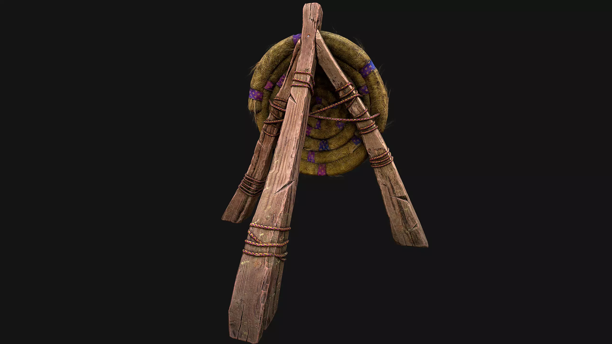 Medieval Wooden Straw Dummy for Training  Fair Castle Props Low-poly 3D model_13