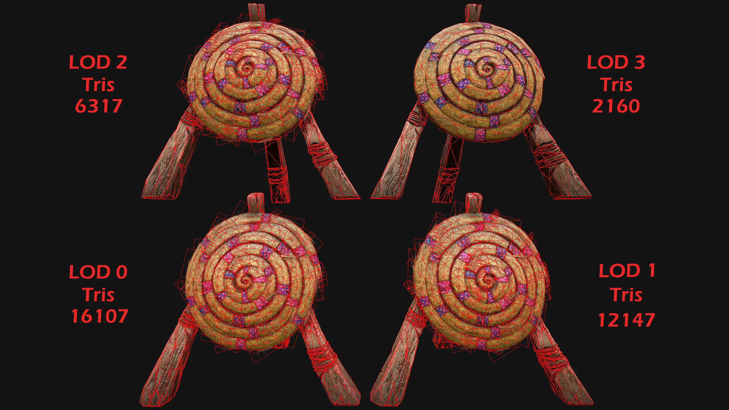 Medieval Wooden Straw Dummy for Training  Fair Castle Props Low-poly 3D model_2