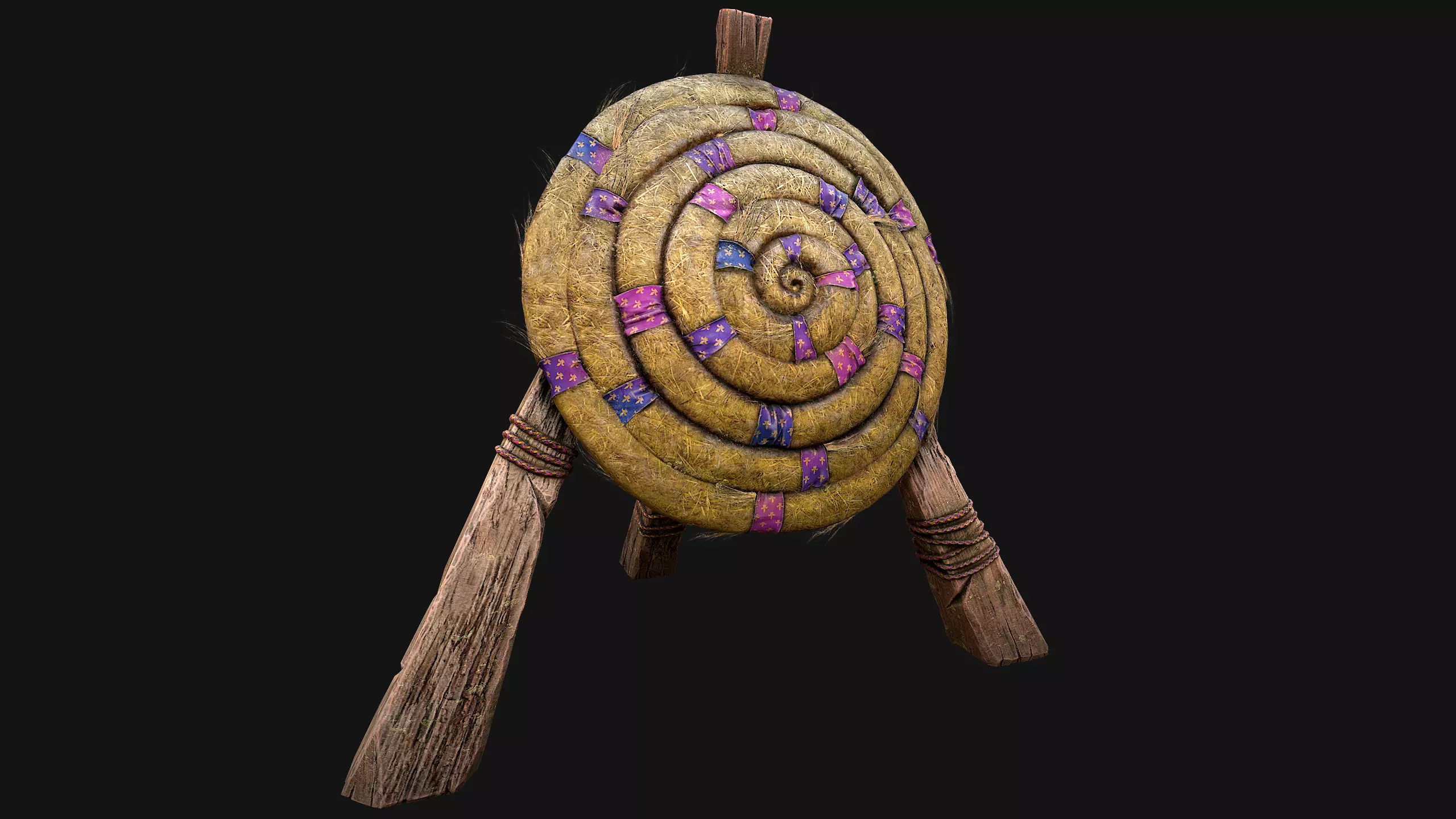 Medieval Wooden Straw Dummy for Training  Fair Castle Props Low-poly 3D model_21