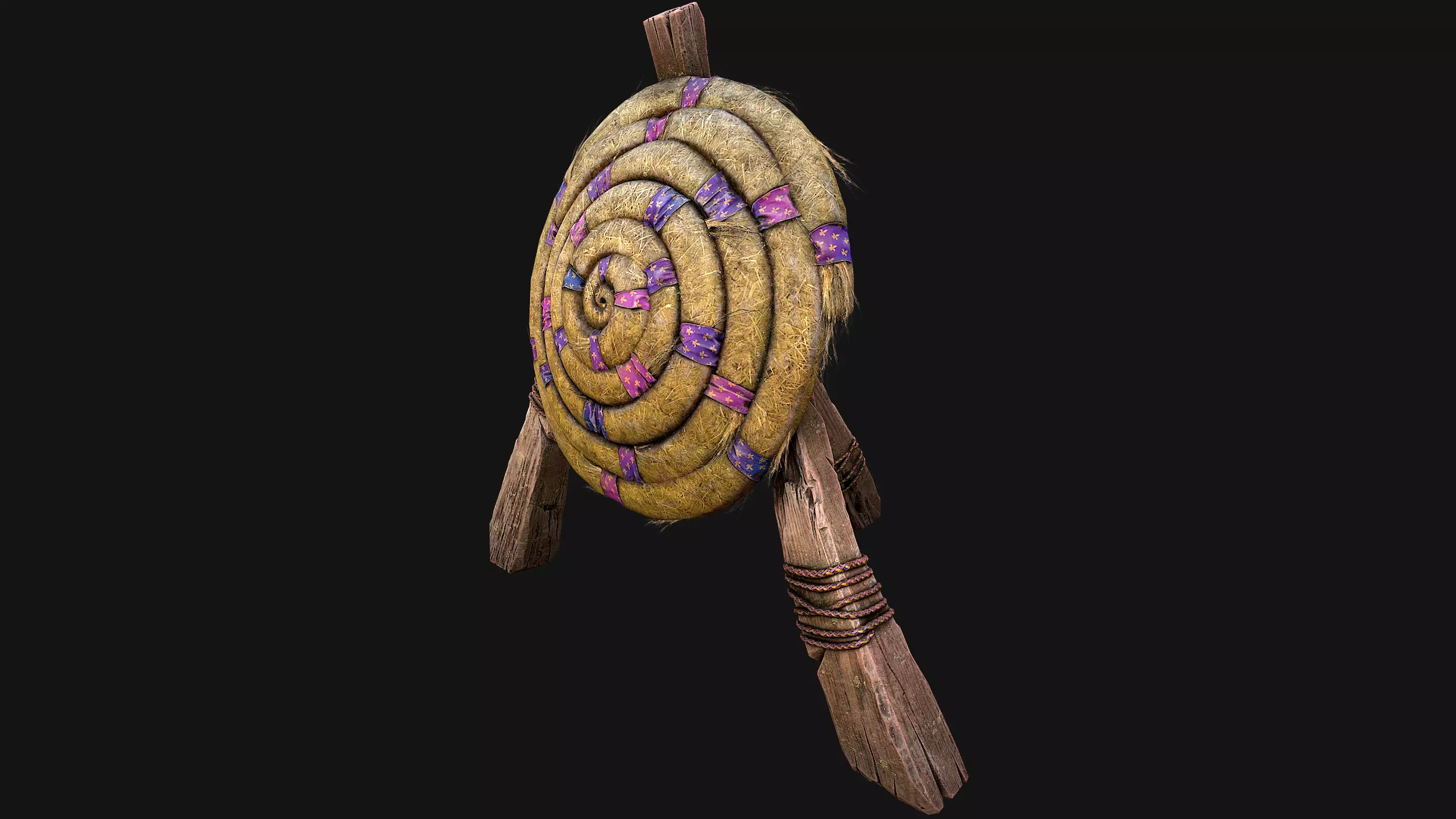 Medieval Wooden Straw Dummy for Training  Fair Castle Props Low-poly 3D model_5