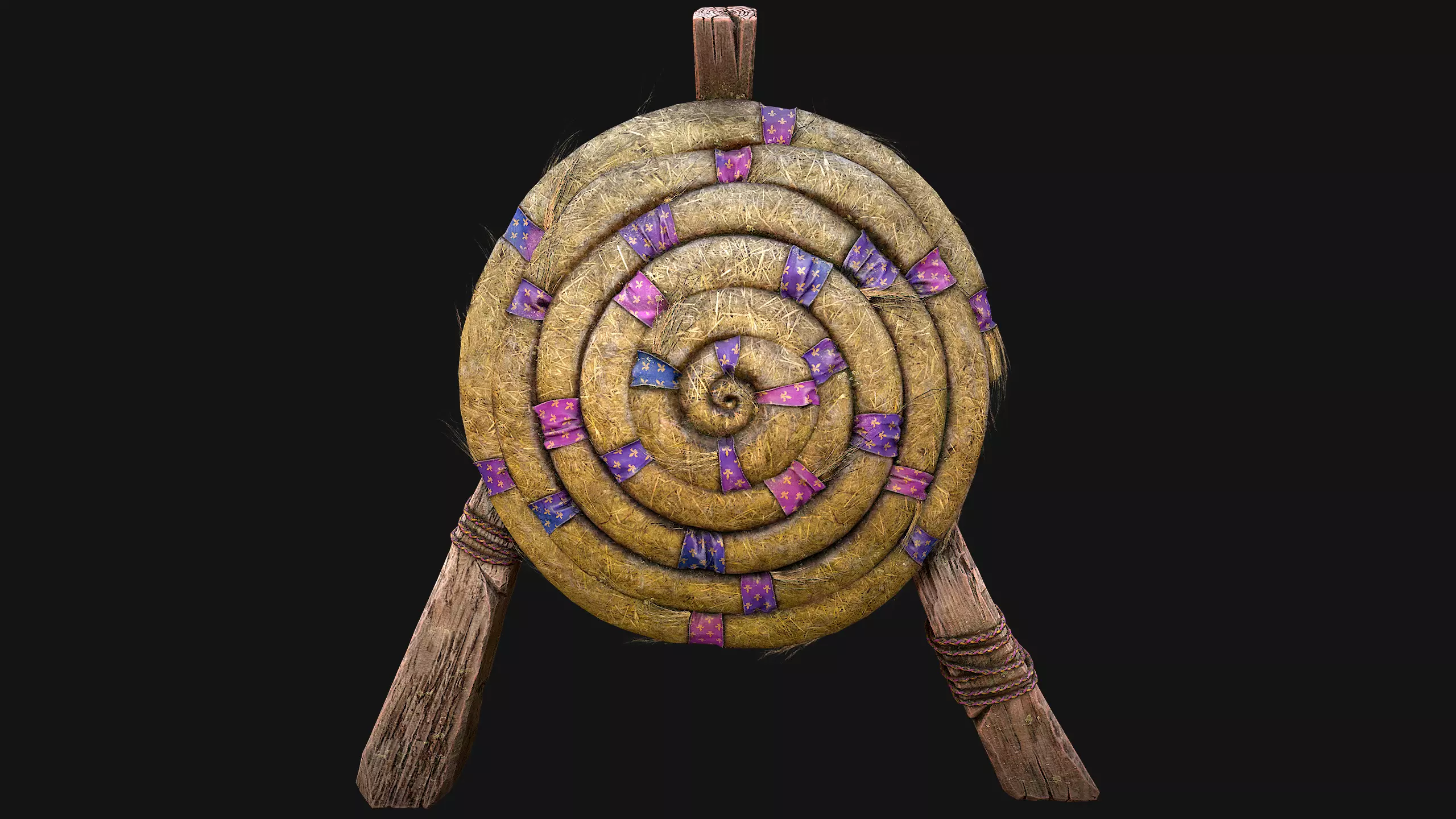 Medieval Wooden Straw Dummy for Training  Fair Castle Props Low-poly 3D model_3