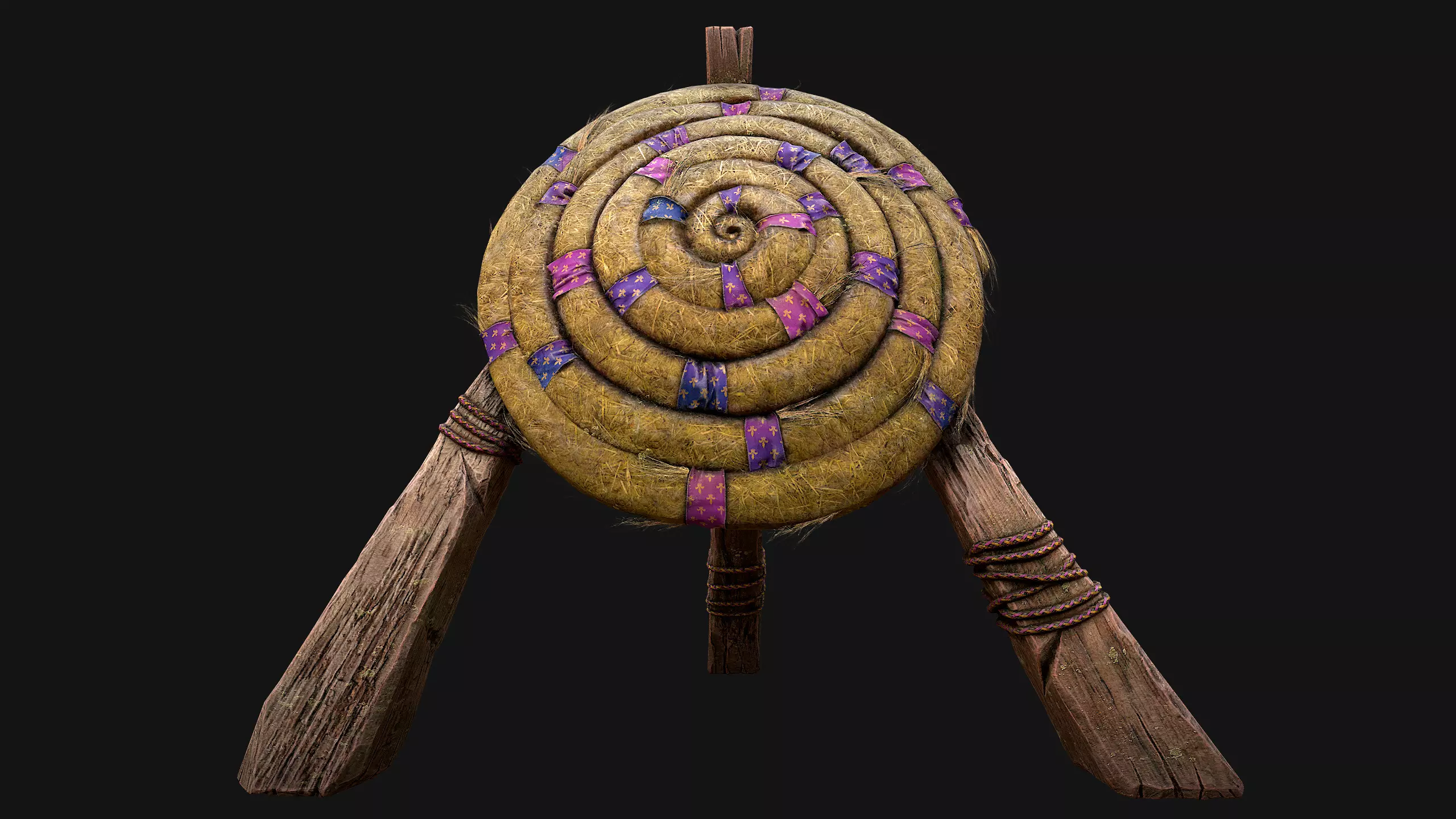 Medieval Wooden Straw Dummy for Training  Fair Castle Props Low-poly 3D model_22