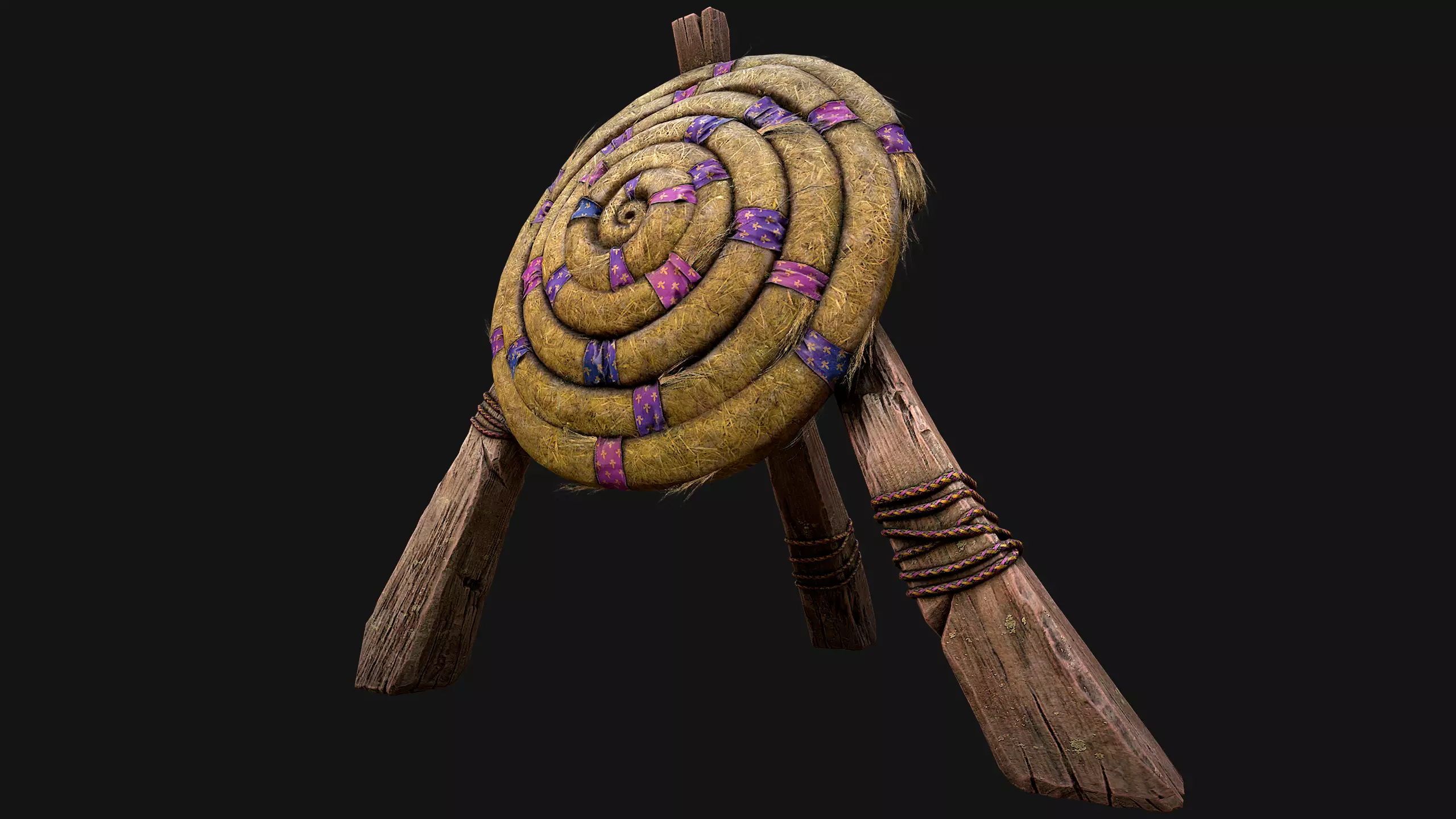 Medieval Wooden Straw Dummy for Training  Fair Castle Props Low-poly 3D model_4