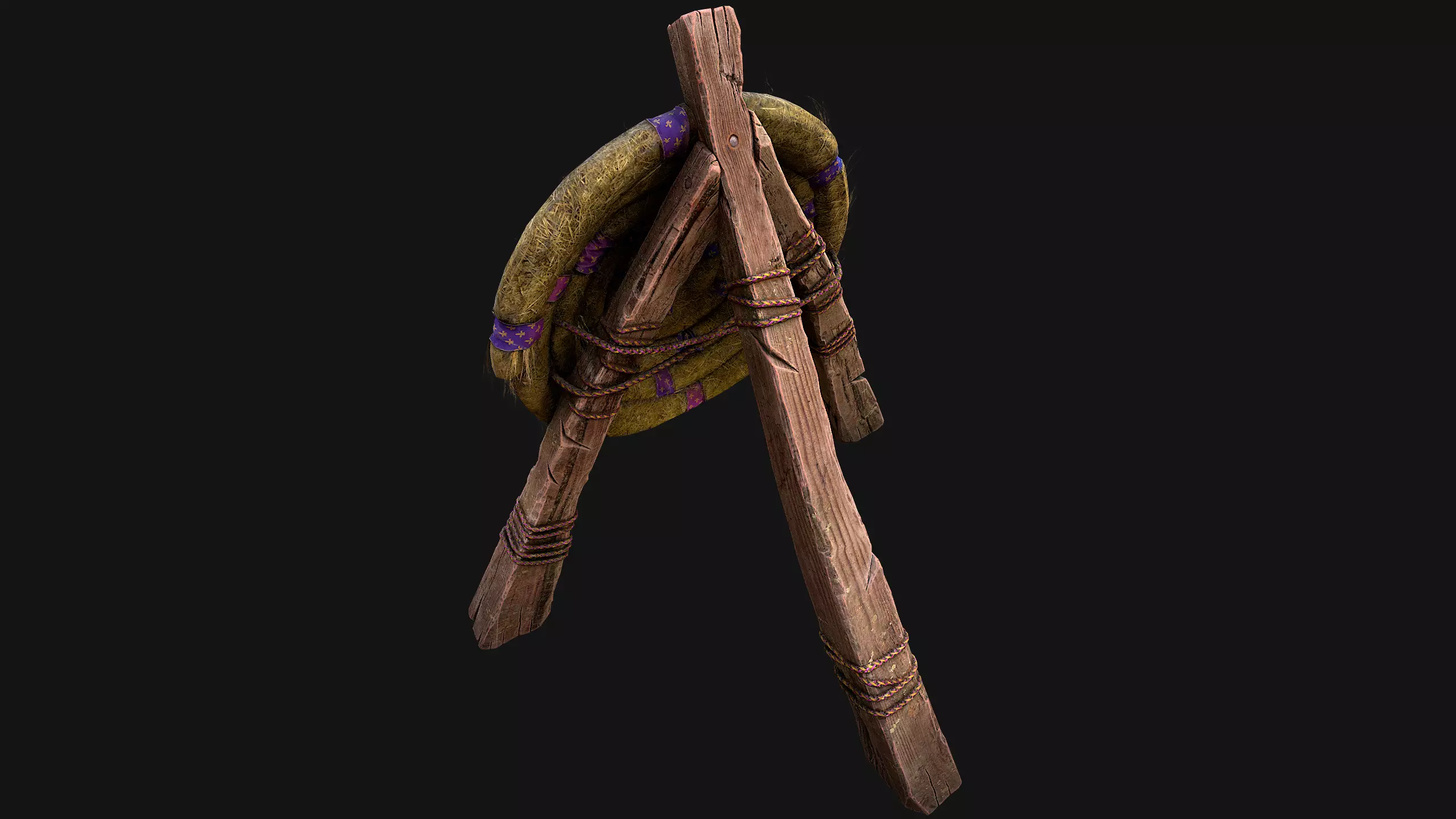 Medieval Wooden Straw Dummy for Training  Fair Castle Props Low-poly 3D model_11