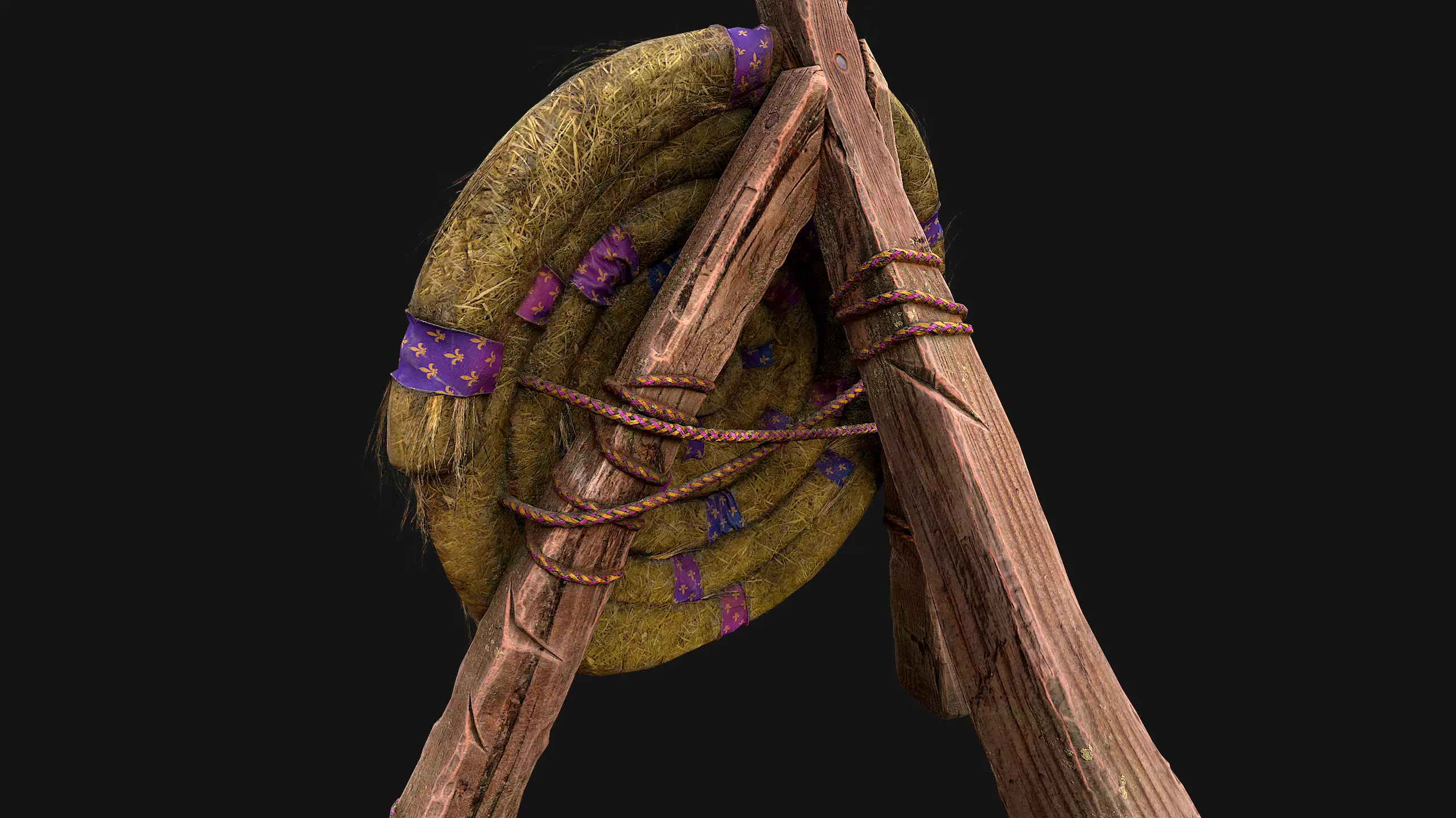 Medieval Wooden Straw Dummy for Training  Fair Castle Props Low-poly 3D model_25