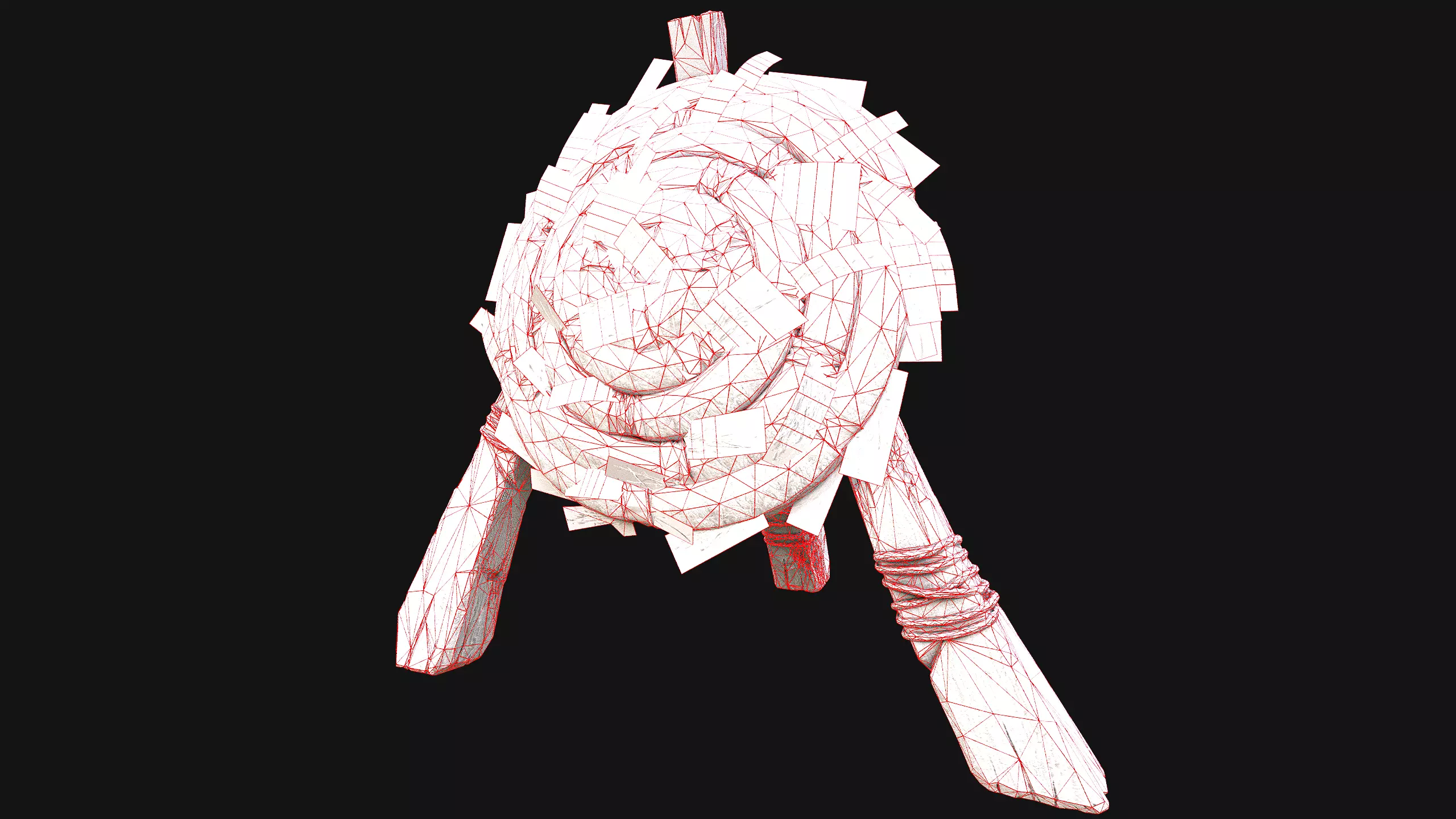 Medieval Wooden Straw Dummy for Training  Fair Castle Props Low-poly 3D model_28