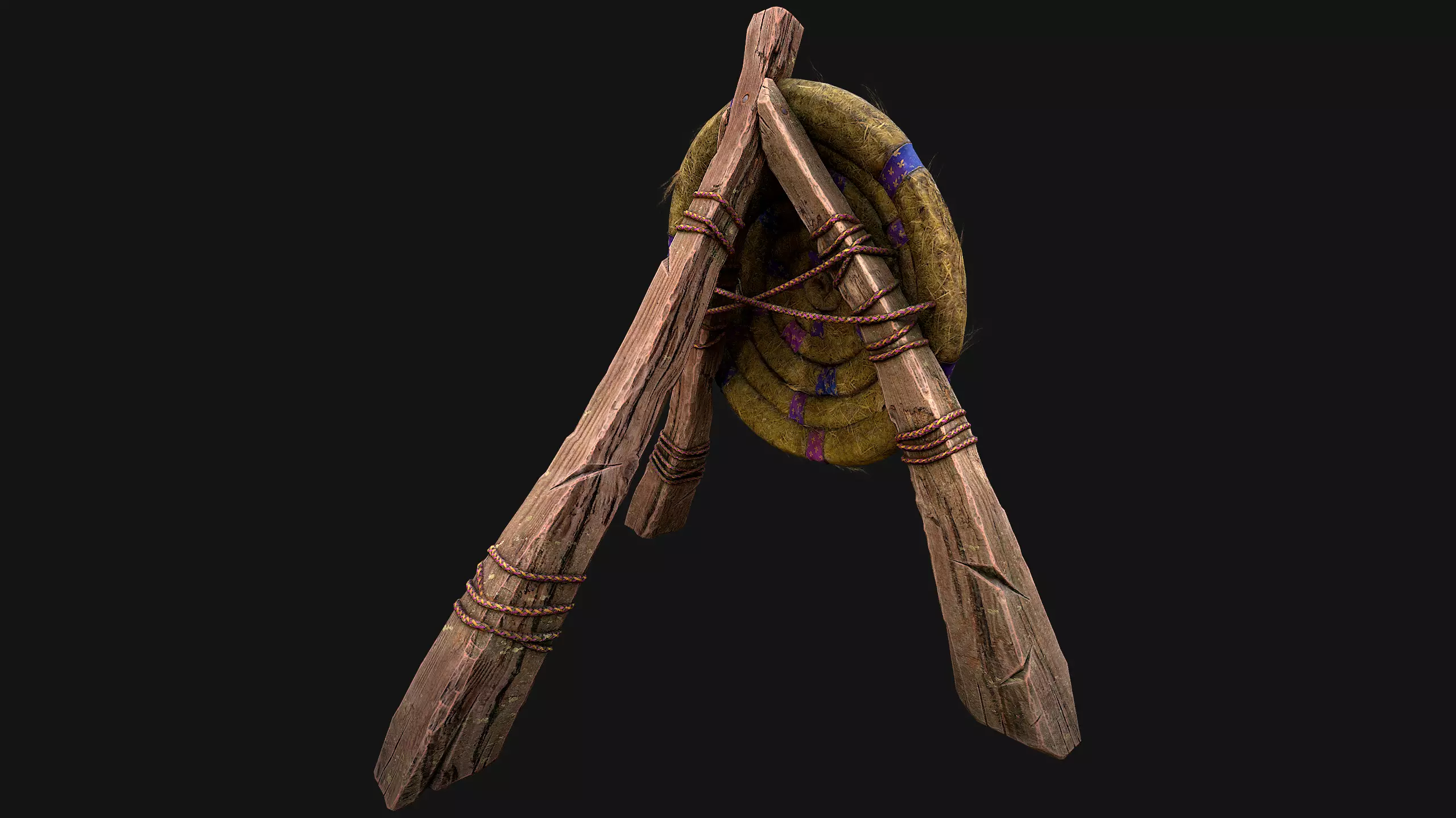 Medieval Wooden Straw Dummy for Training  Fair Castle Props Low-poly 3D model_14