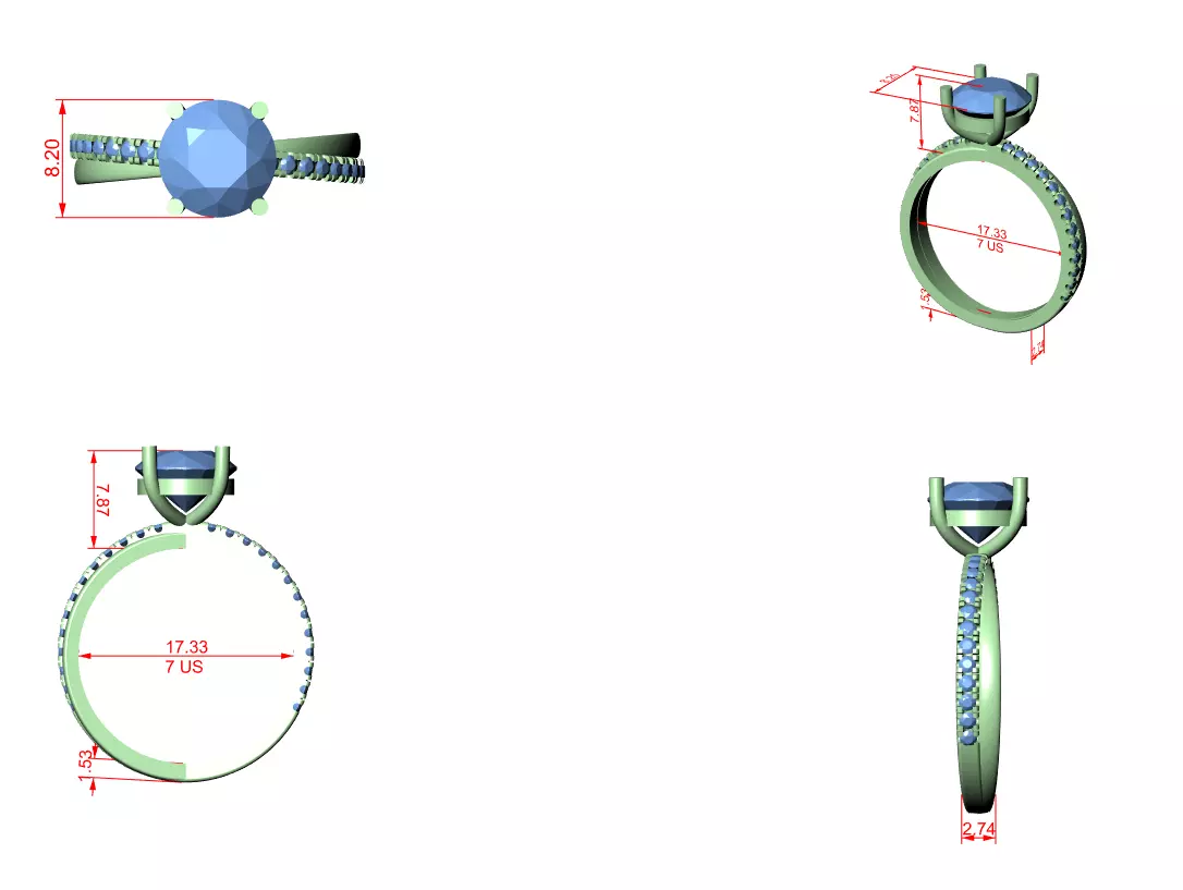 Solitaire Ring 3dm stl renders animation videos details 3D print model_1