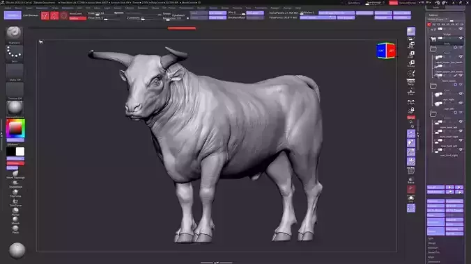 Realistic Bull Sculpt with UV High-Detail Base Model