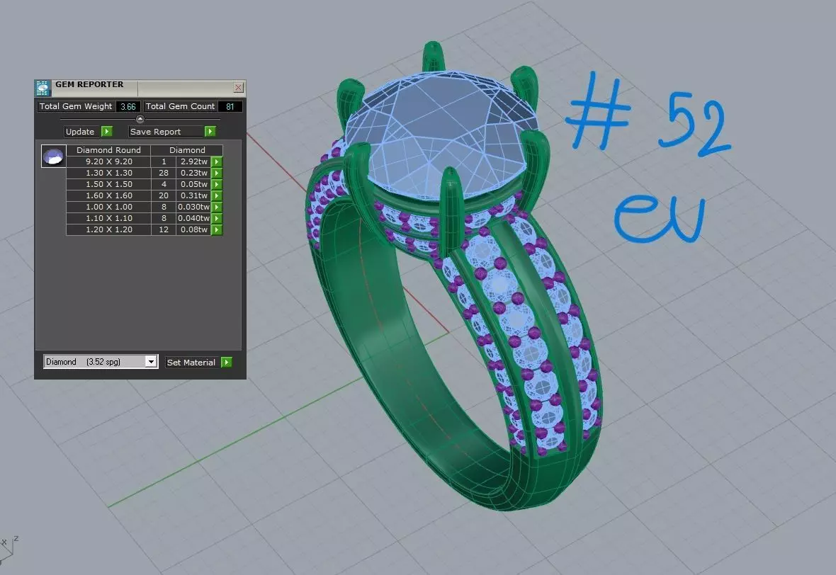 N R016 Elegance crown 6 prongs diamond round ring 3D print model_9