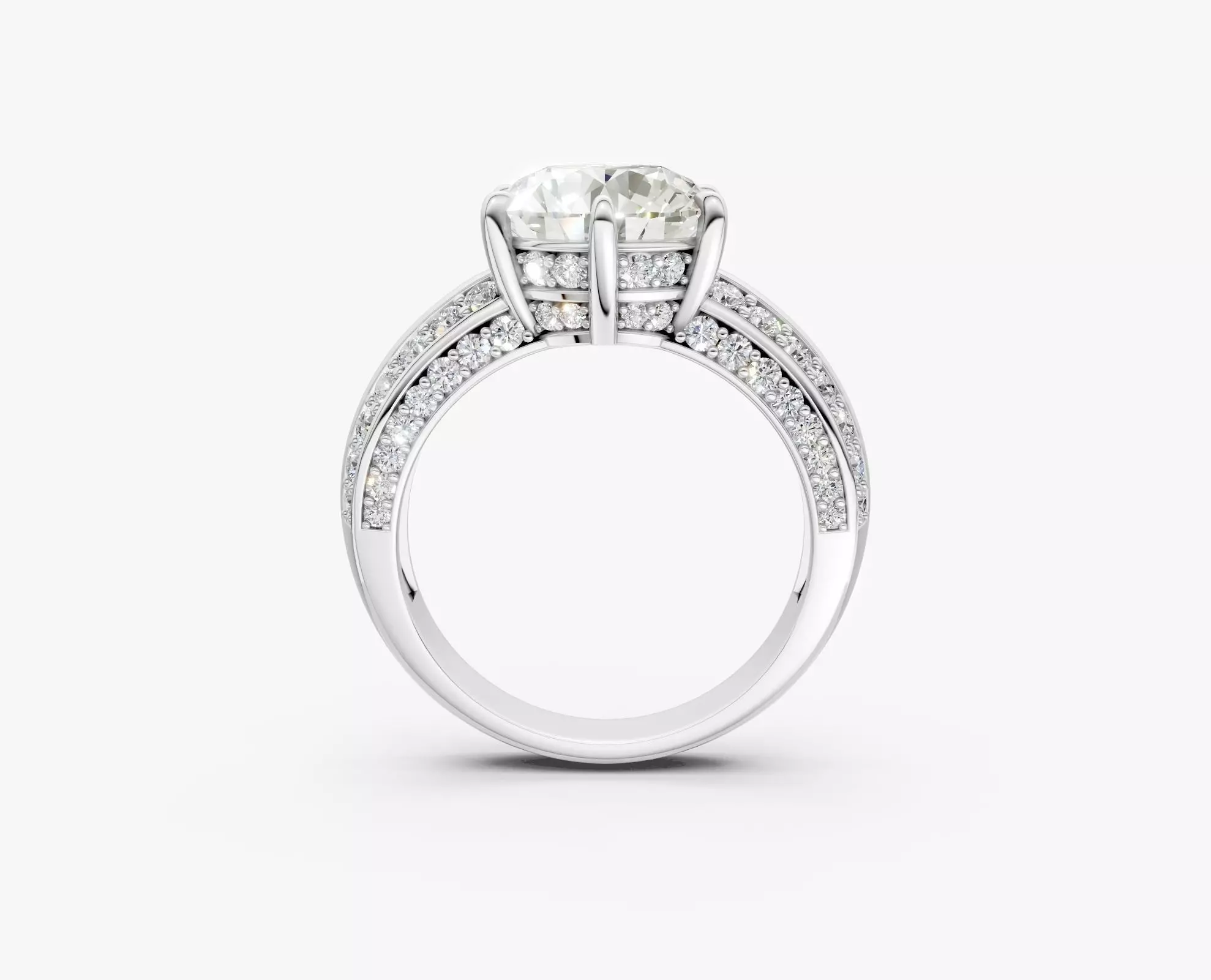 N R016 Elegance crown 6 prongs diamond round ring 3D print model_6