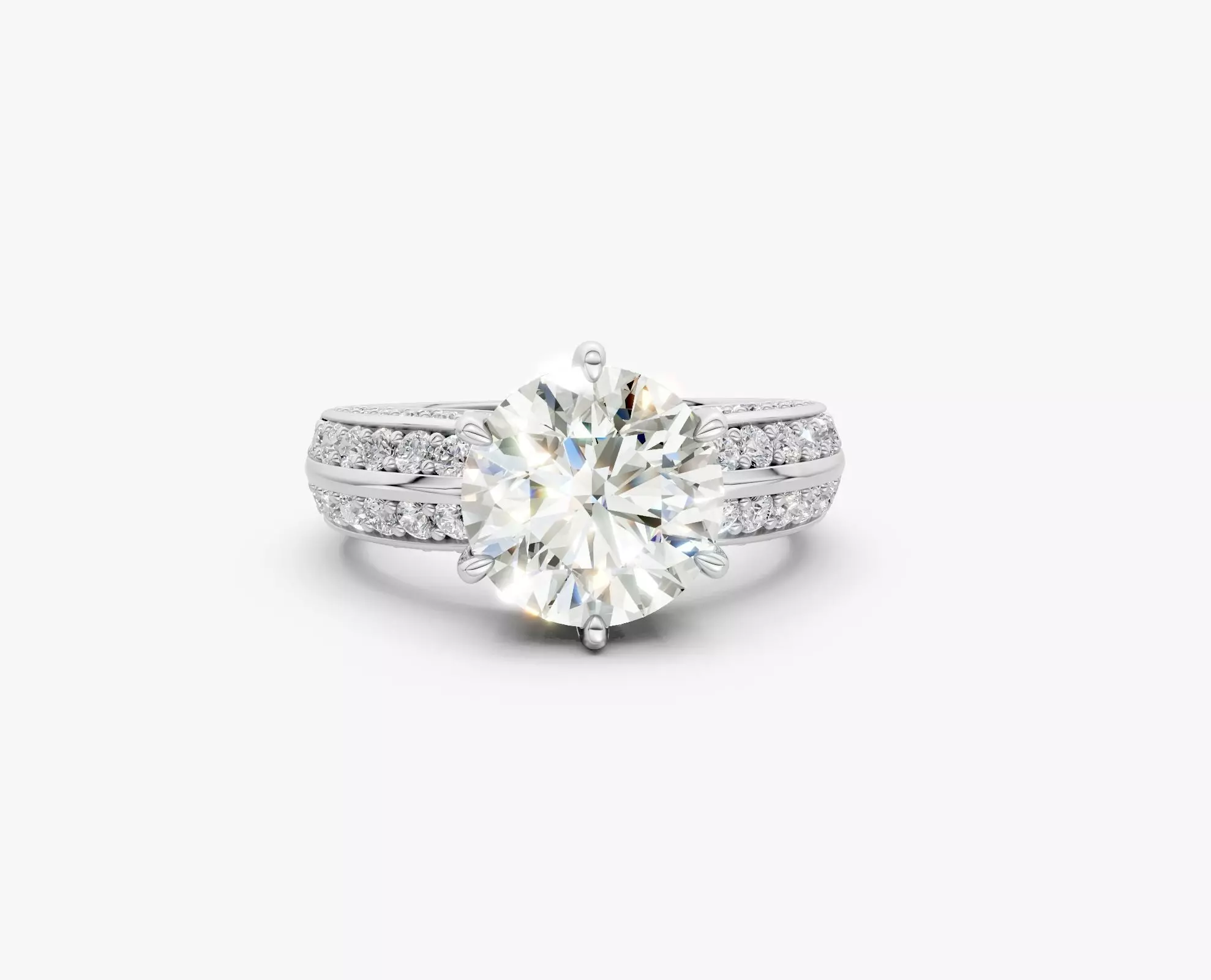N R016 Elegance crown 6 prongs diamond round ring 3D print model_1