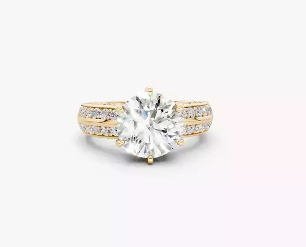 N R016   Elegance crown 6 prongs diamond round ring 