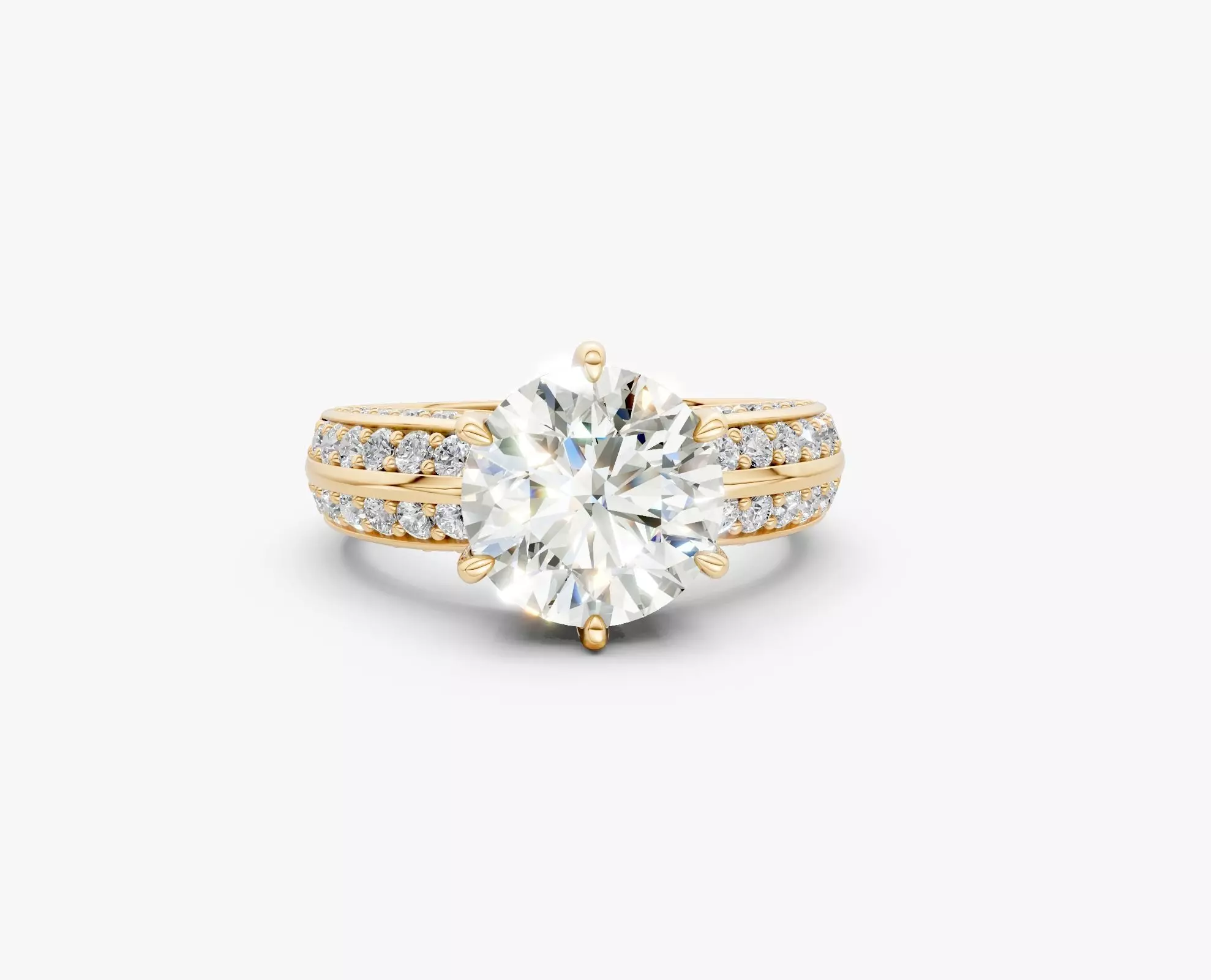 N R016 Elegance crown 6 prongs diamond round ring 3D print model_0