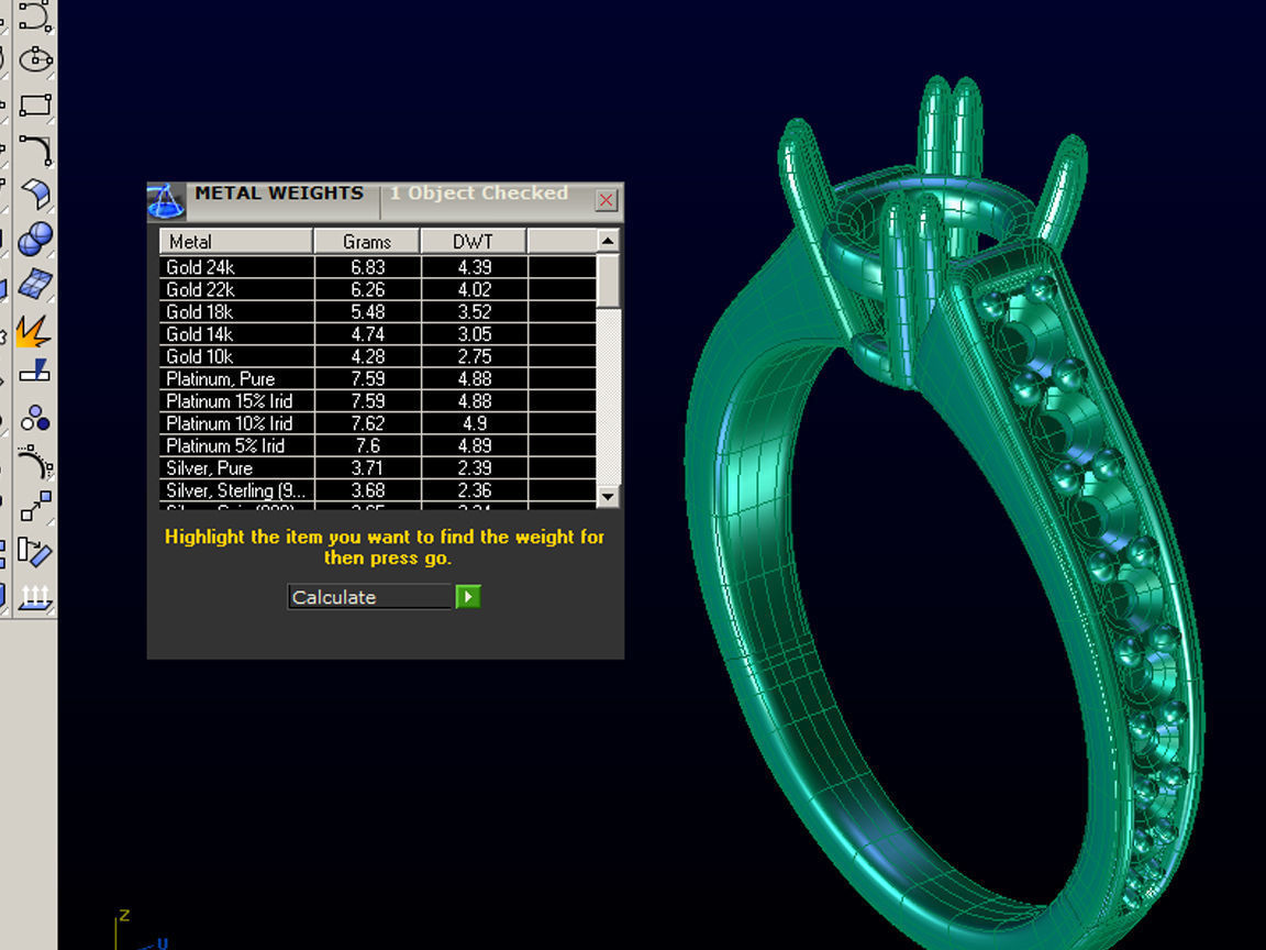 ZLSA01 round diamond engagement ring gold 3D print model_3