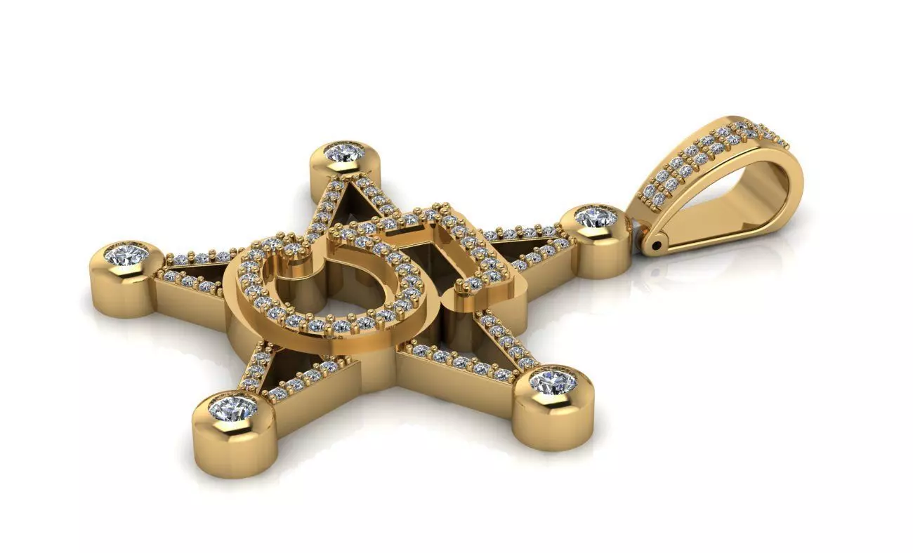 5 star Pendant 3D print model_0