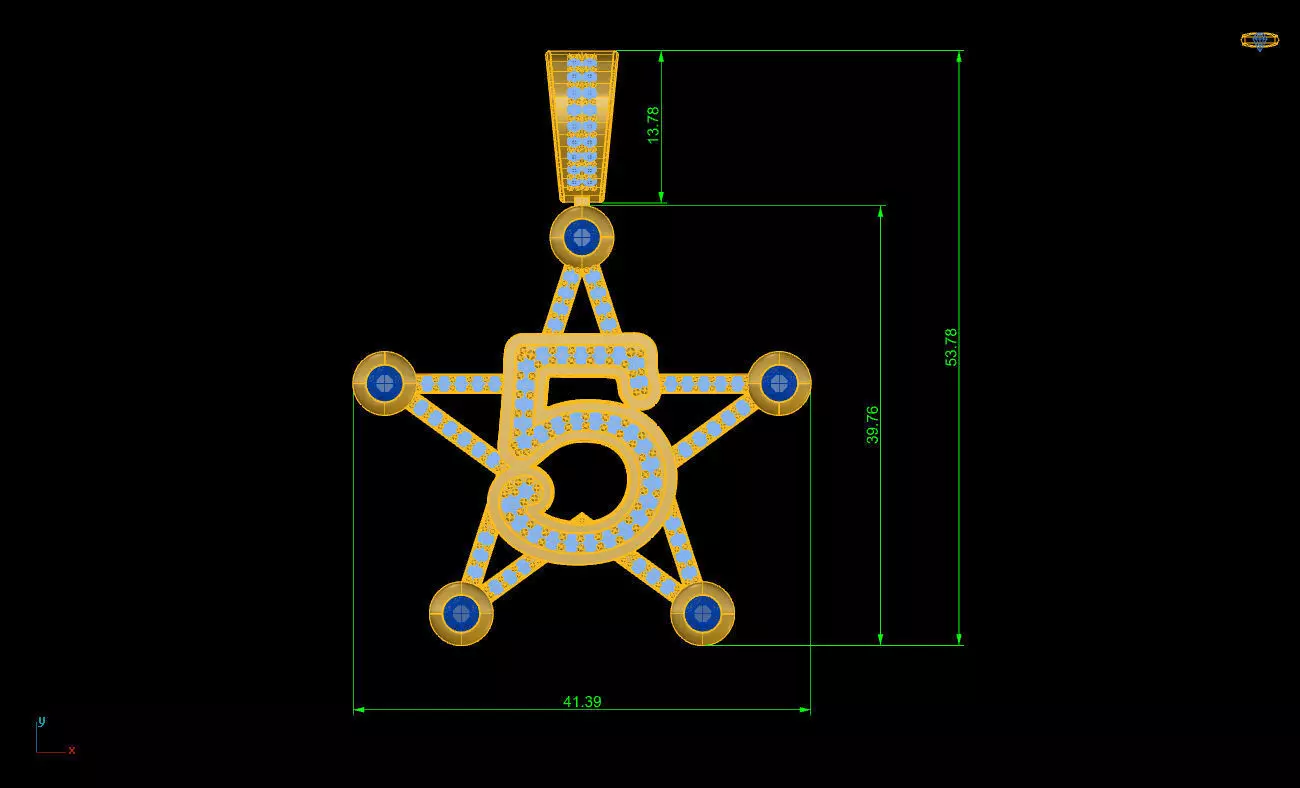 5 star Pendant 3D print model_3