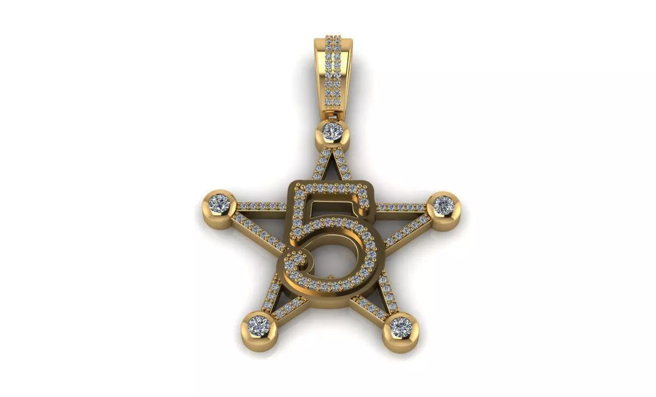 5 star Pendant 3D print model_1