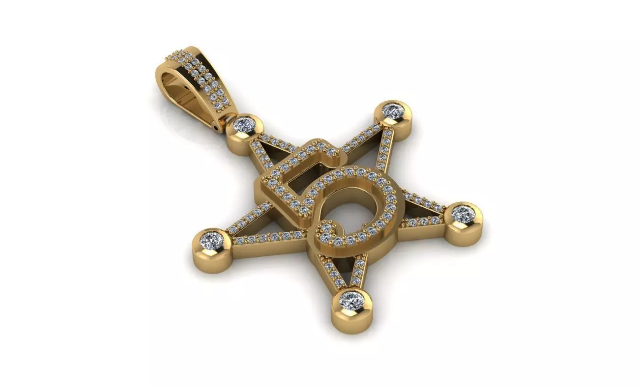 5 star Pendant 3D print model_2