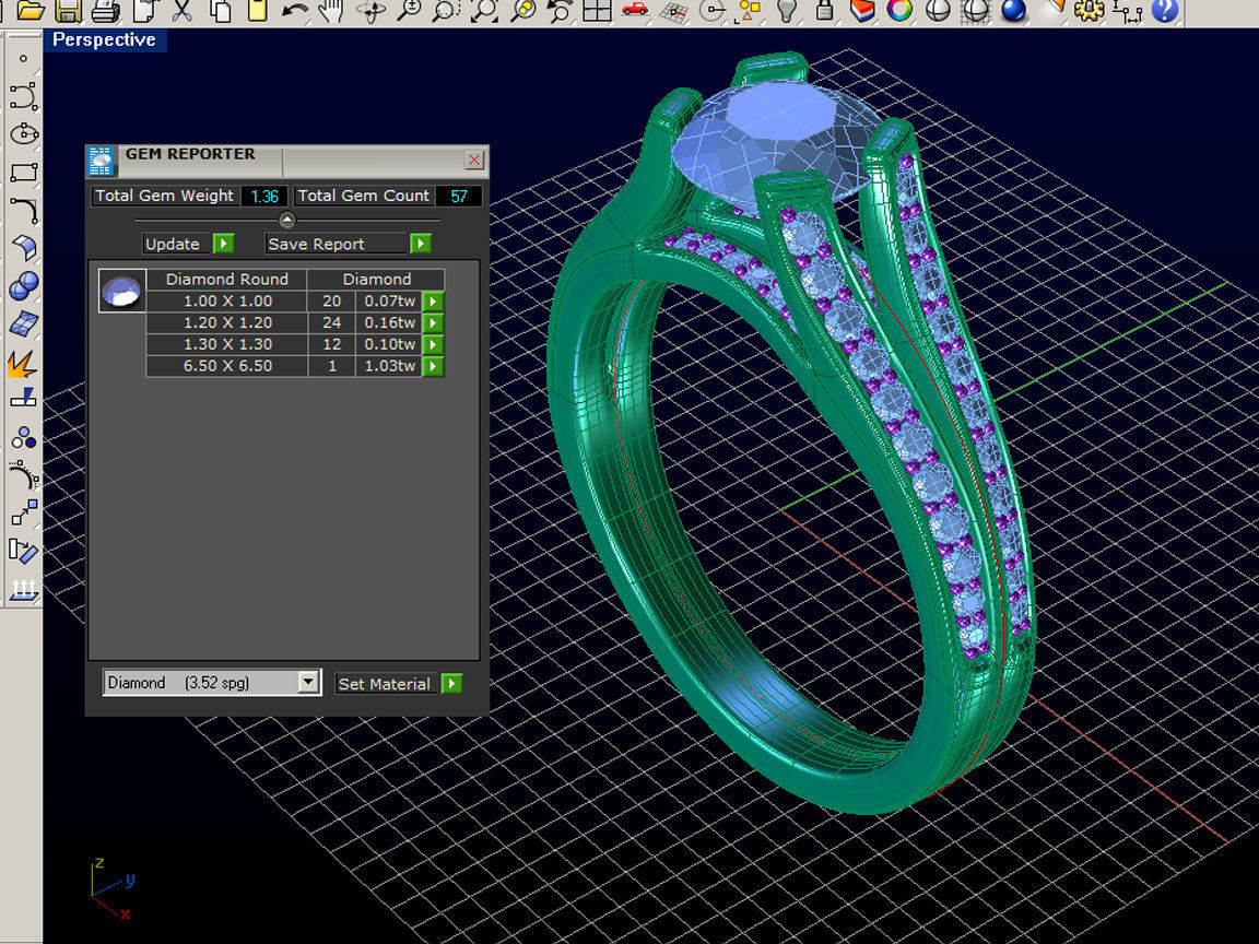 ZLSA02 diamond engagement ring gold 3D print model_4