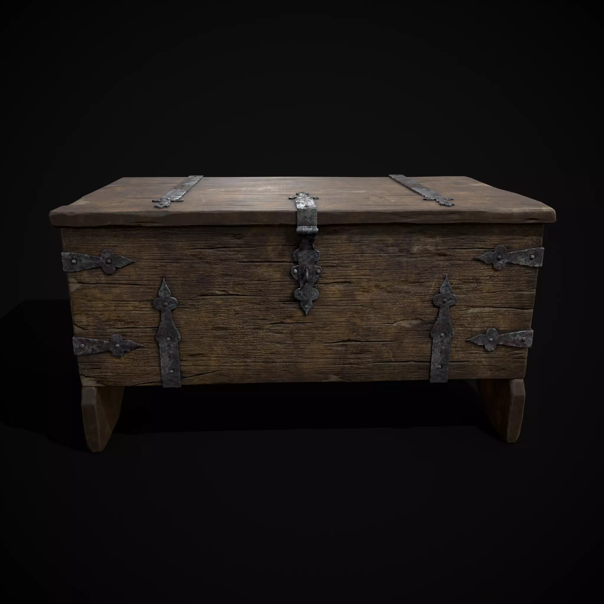 Iron Bound Trunk Low-poly 3D model_3