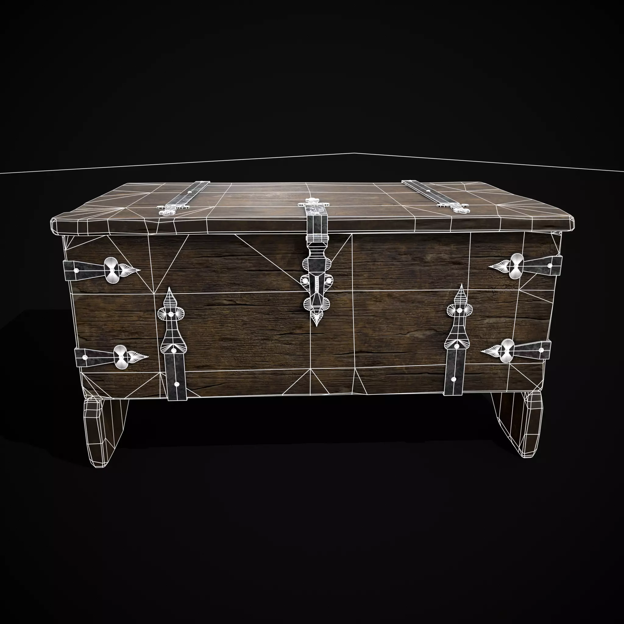 Iron Bound Trunk Low-poly 3D model_4