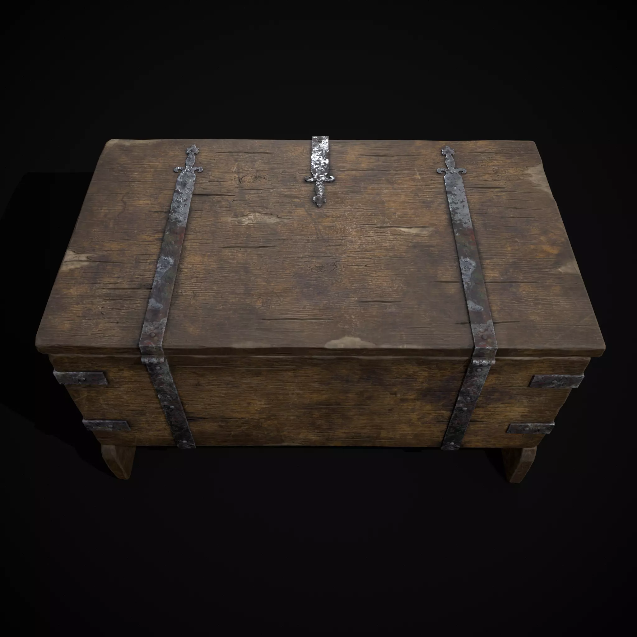 Iron Bound Trunk Low-poly 3D model_13