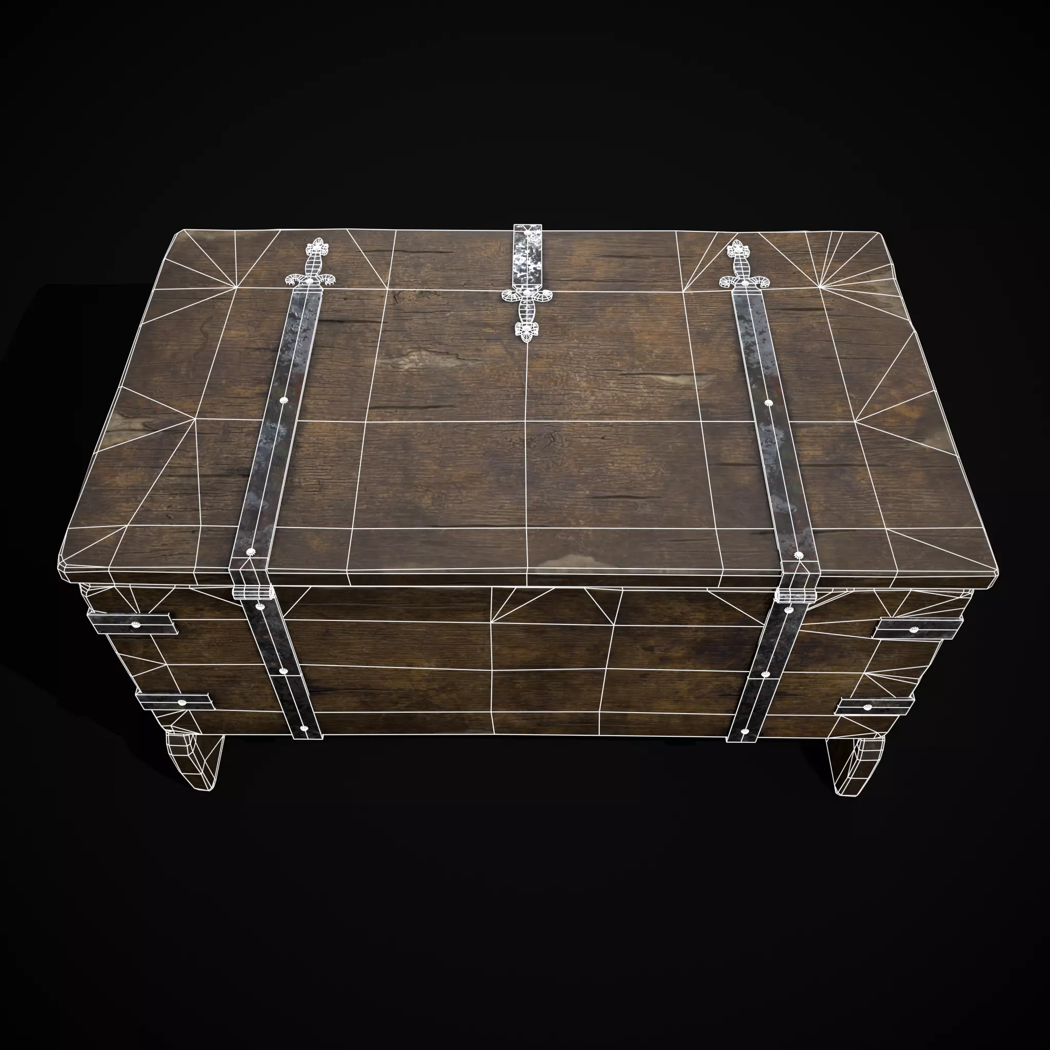 Iron Bound Trunk Low-poly 3D model_14