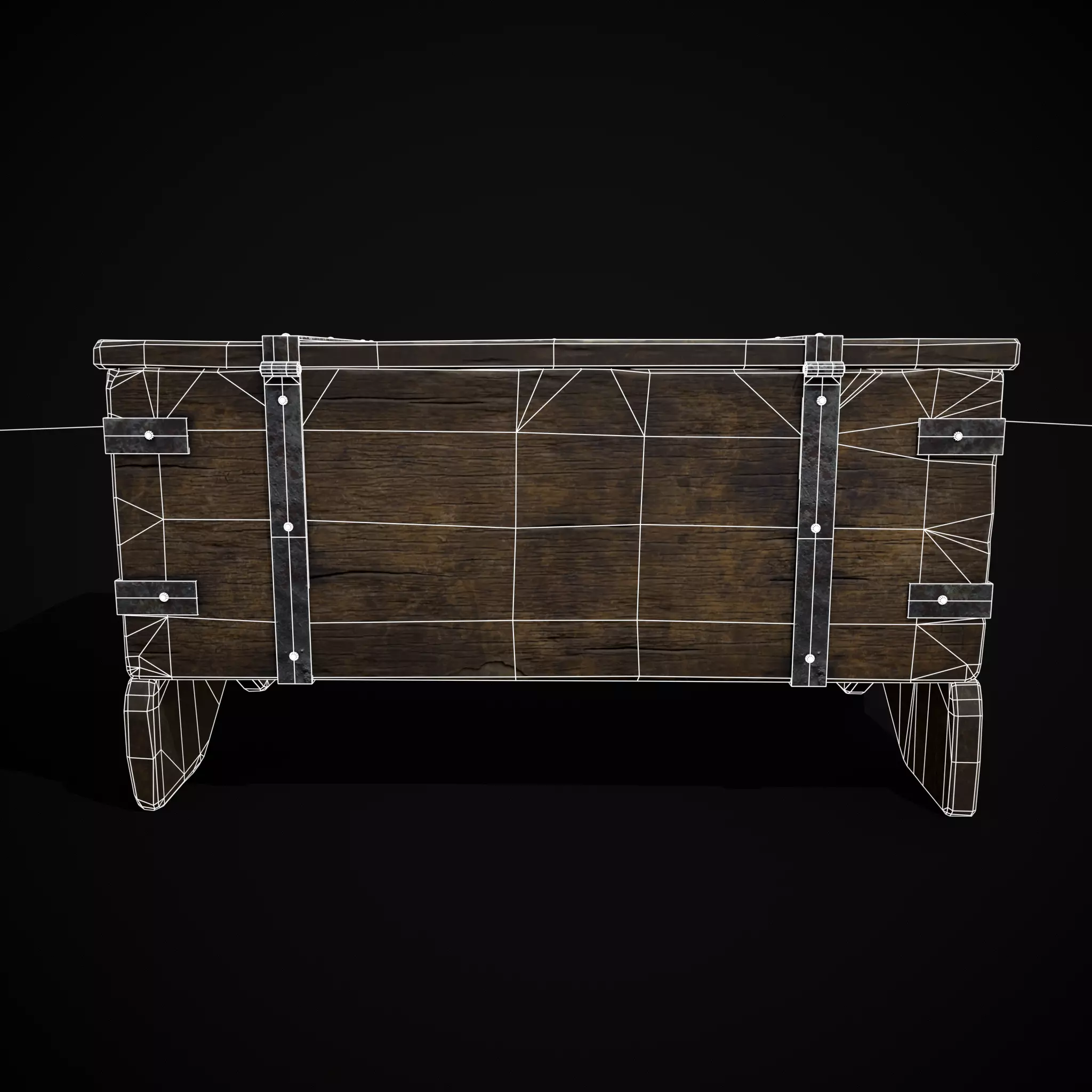Iron Bound Trunk Low-poly 3D model_12