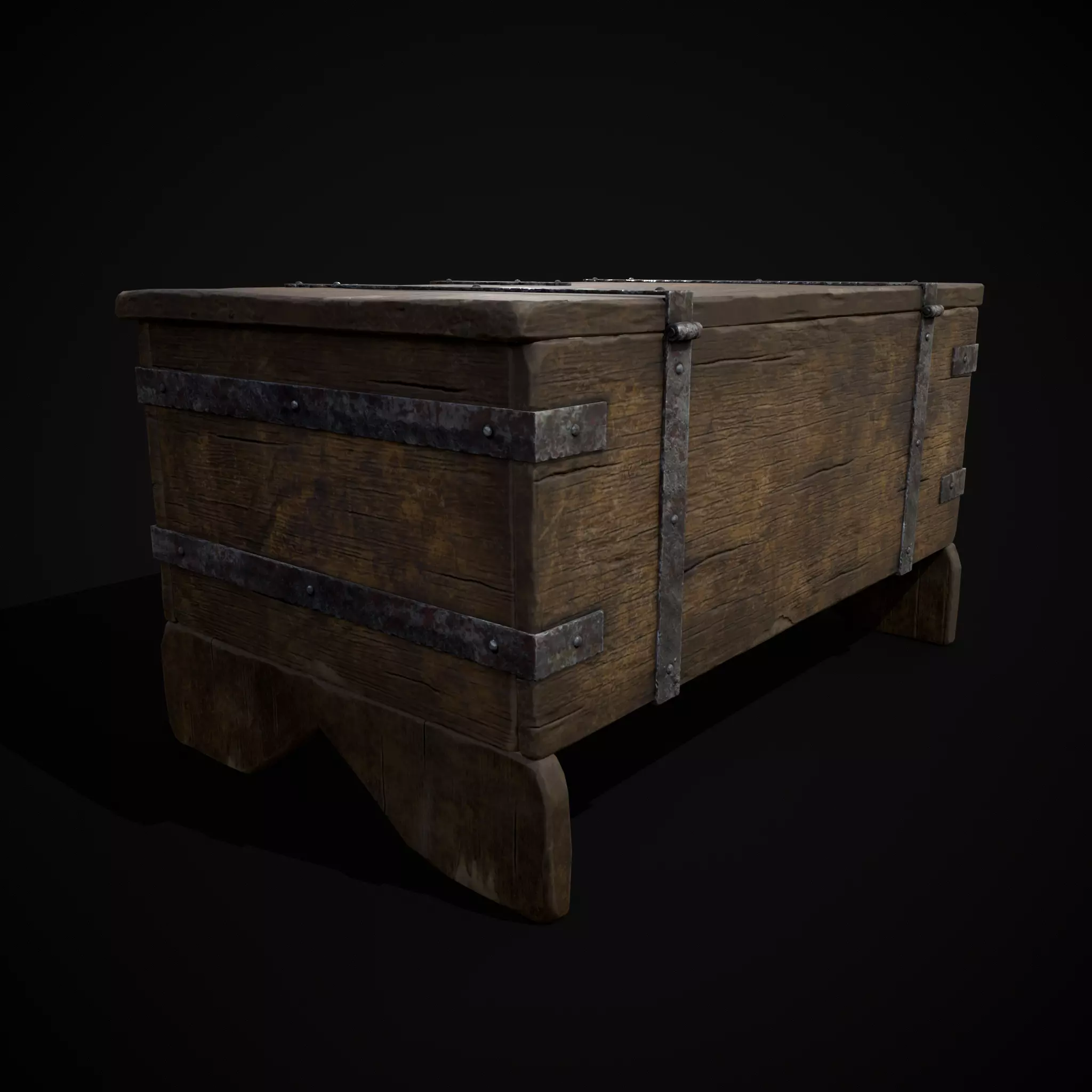 Iron Bound Trunk Low-poly 3D model_9