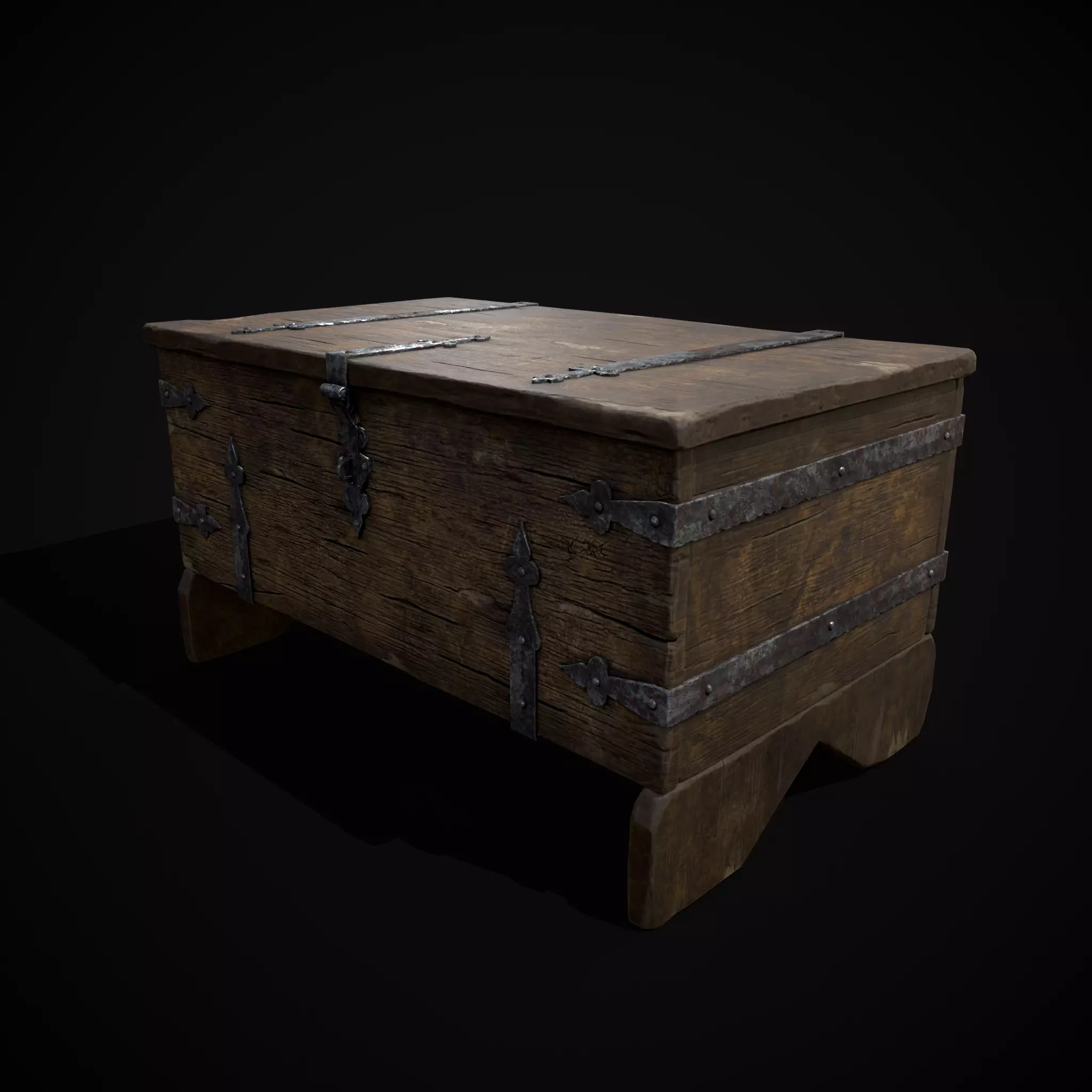 Iron Bound Trunk Low-poly 3D model_5