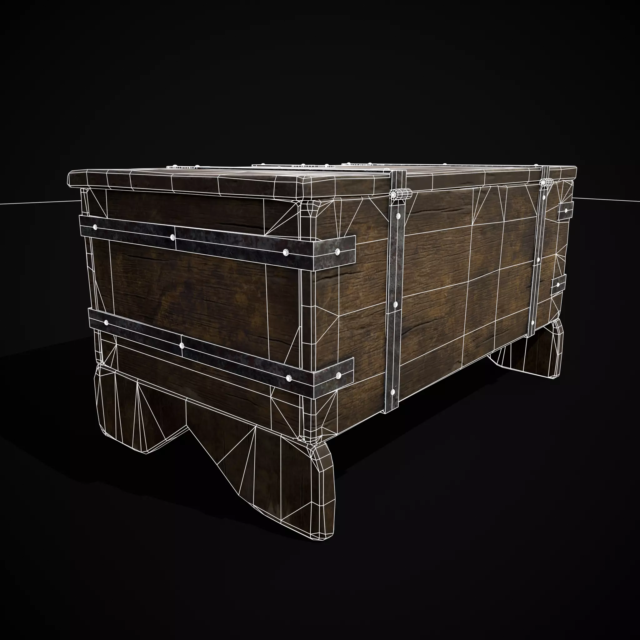 Iron Bound Trunk Low-poly 3D model_10
