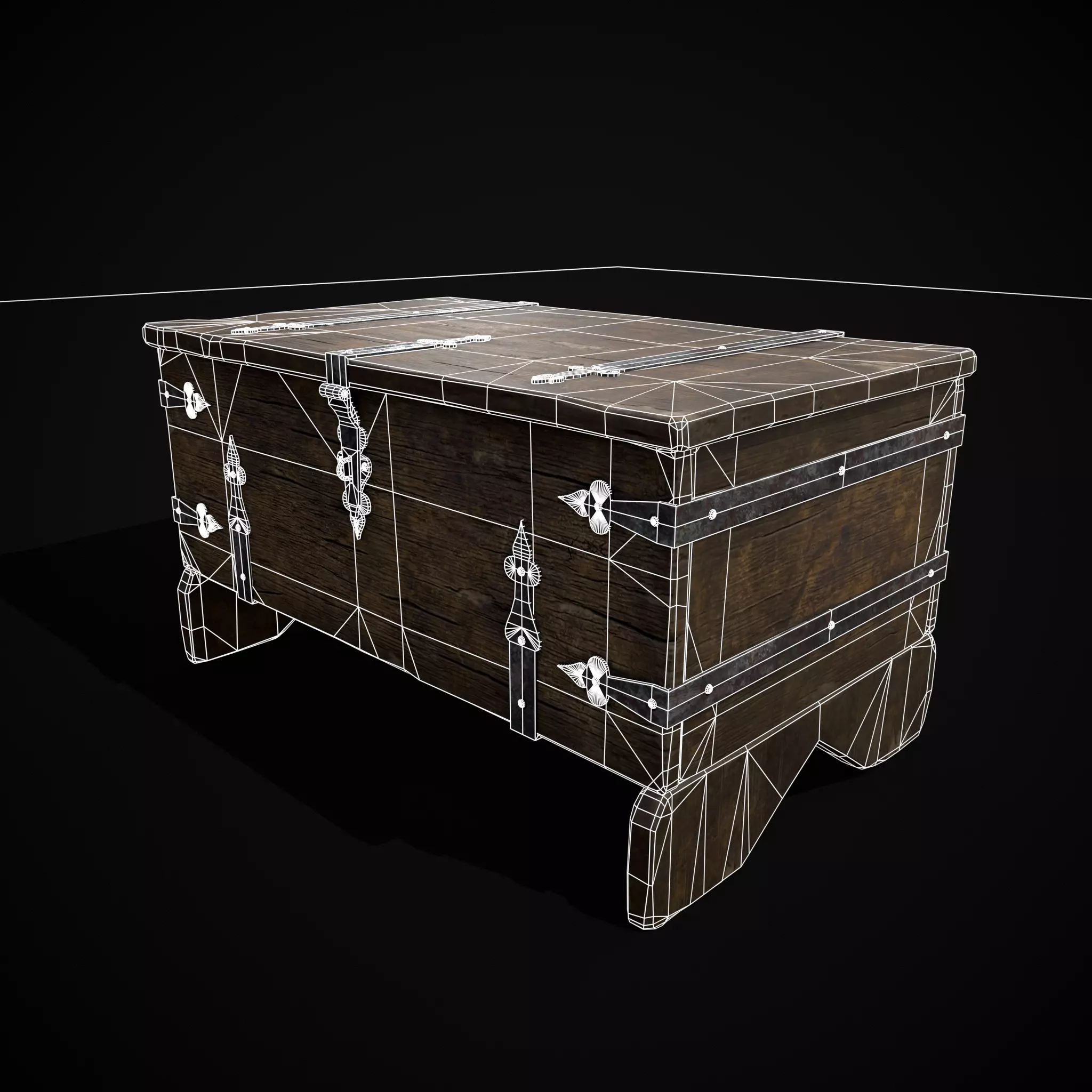 Iron Bound Trunk Low-poly 3D model_6