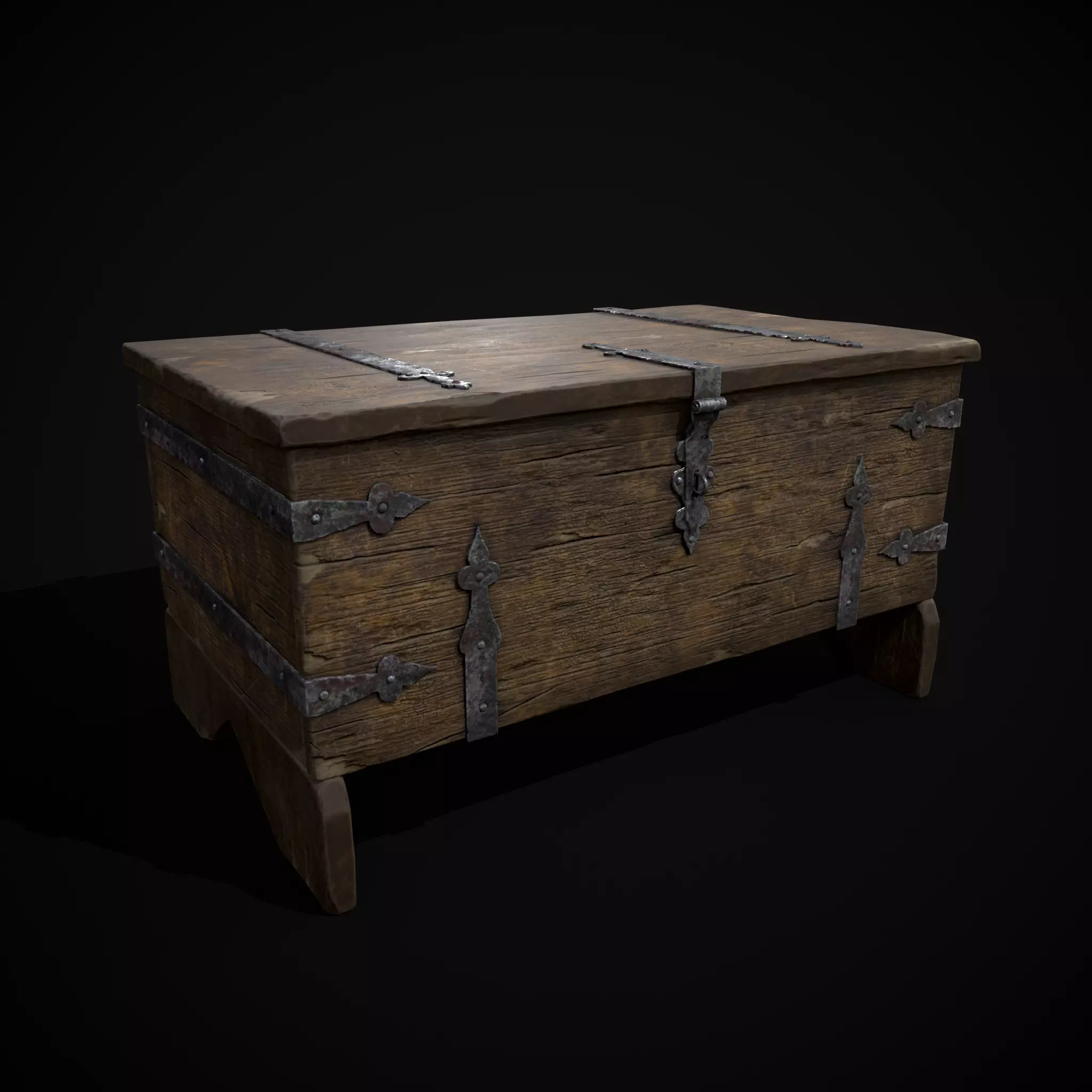 Iron Bound Trunk Low-poly 3D model_0