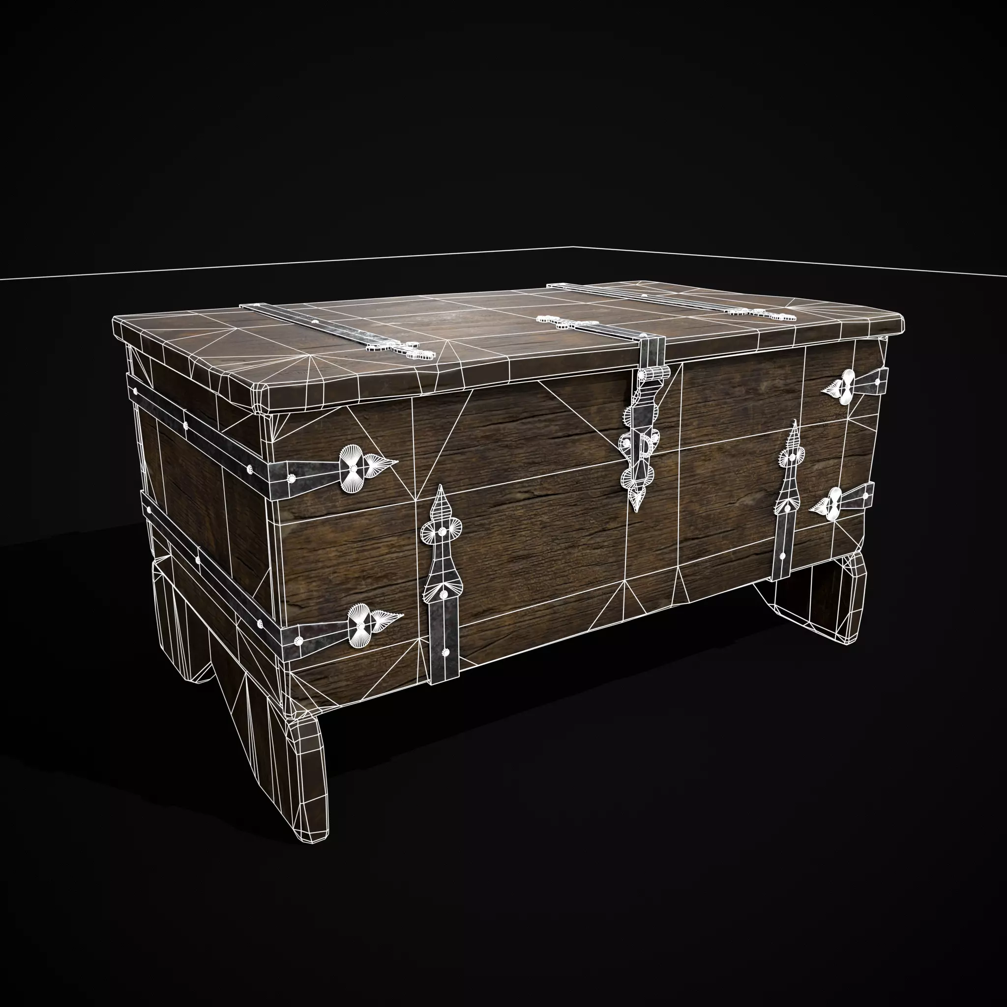 Iron Bound Trunk Low-poly 3D model_2