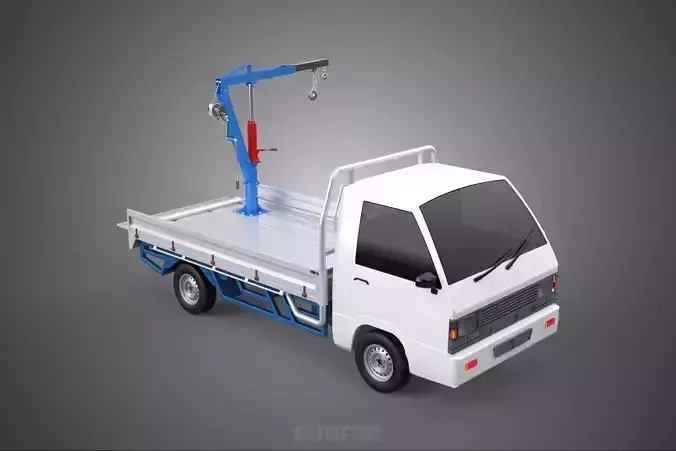 TRUCK PICKUP REAR GATE TAILGATE FOLDING CRANE HAND CRANK WINCH 3D model