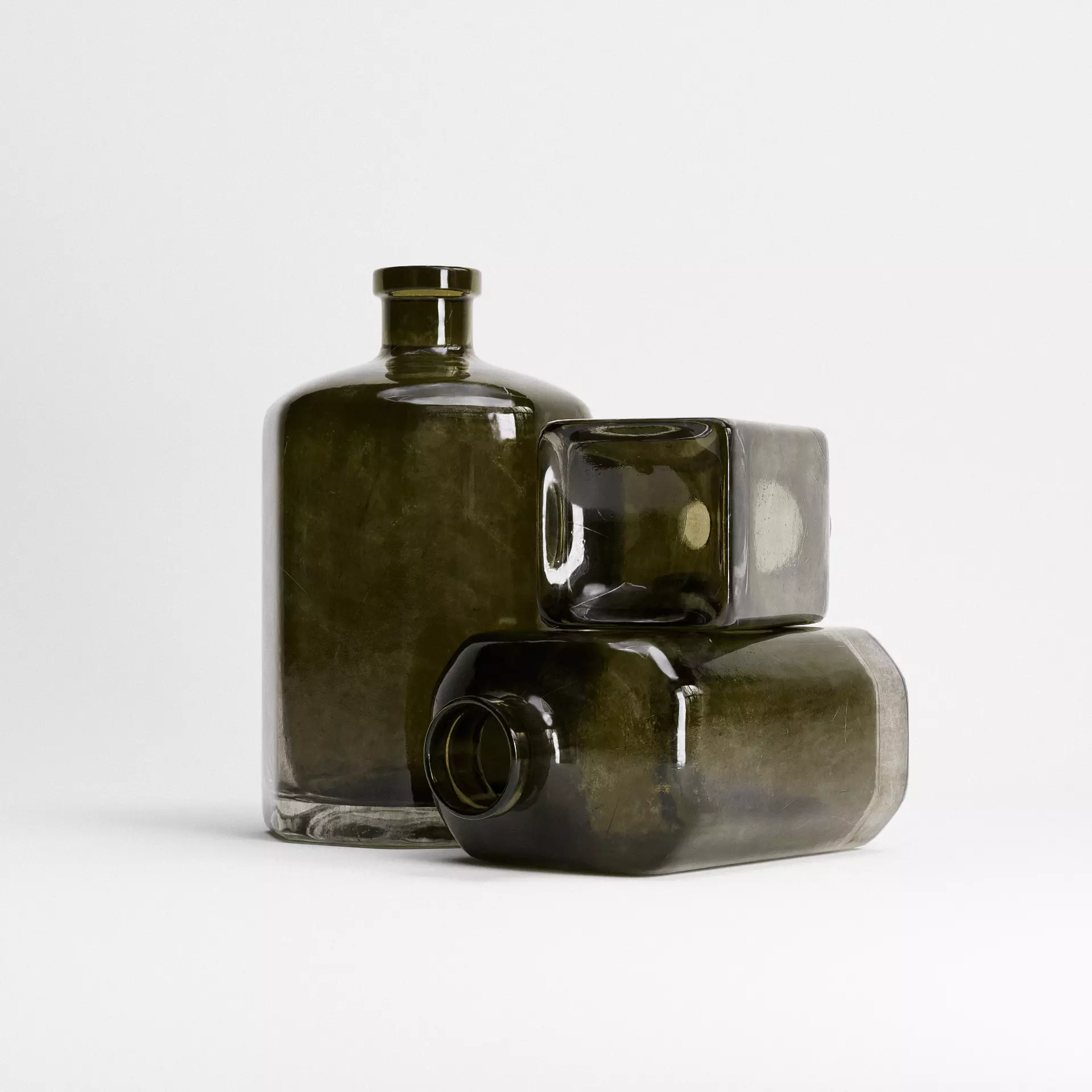 Old Bottles Set Low-poly 3D model_1