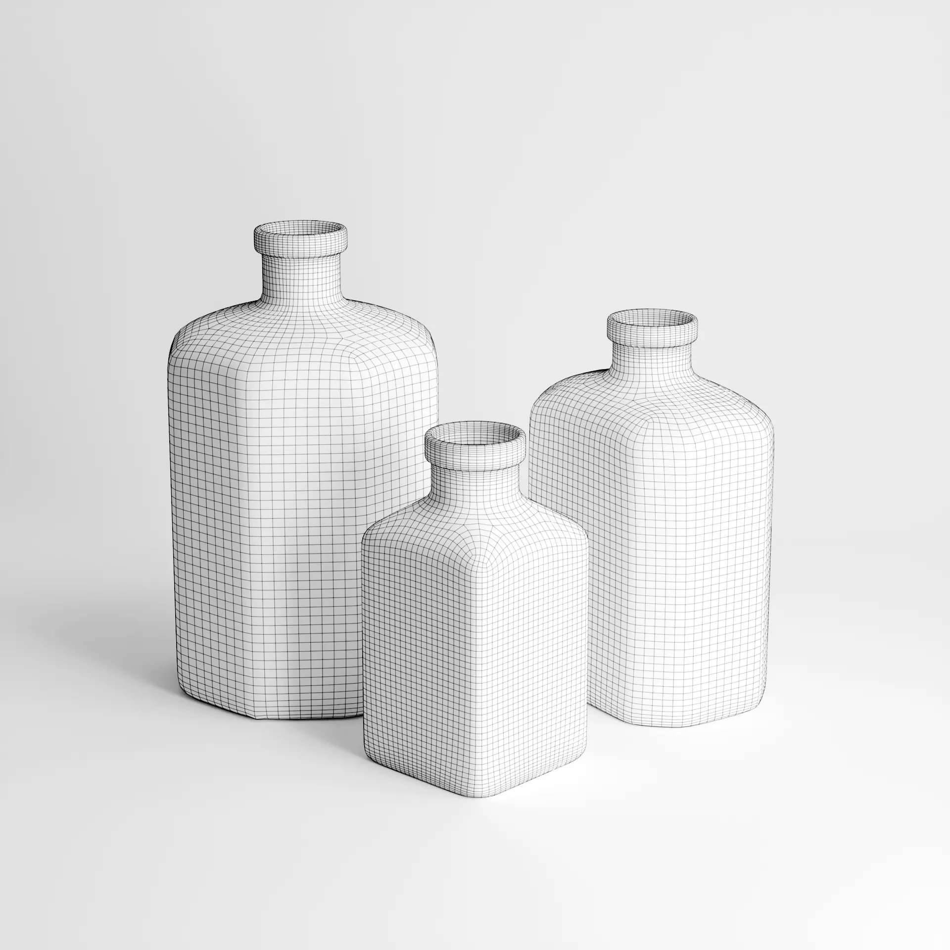 Old Bottles Set Low-poly 3D model_7