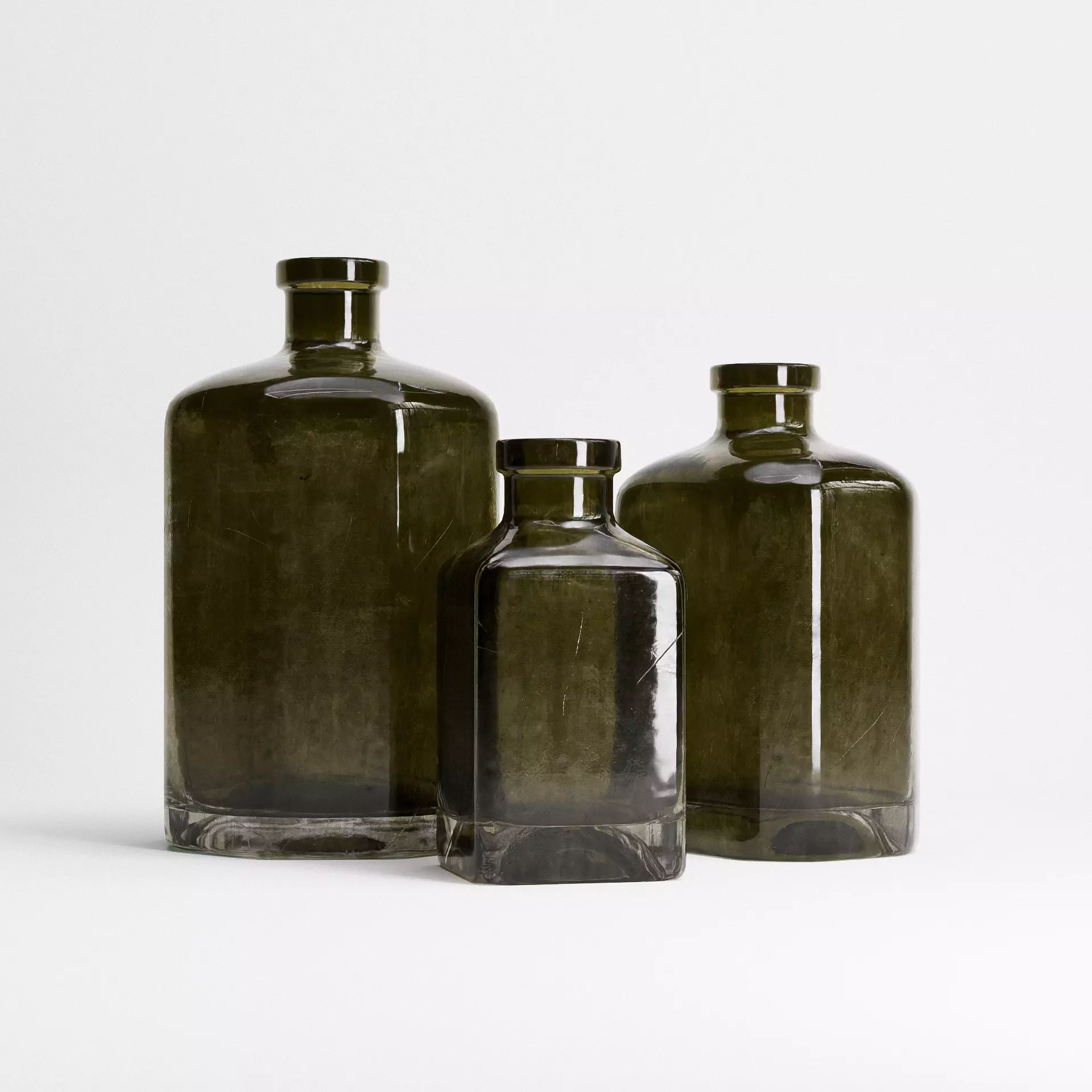 Old Bottles Set Low-poly 3D model_4
