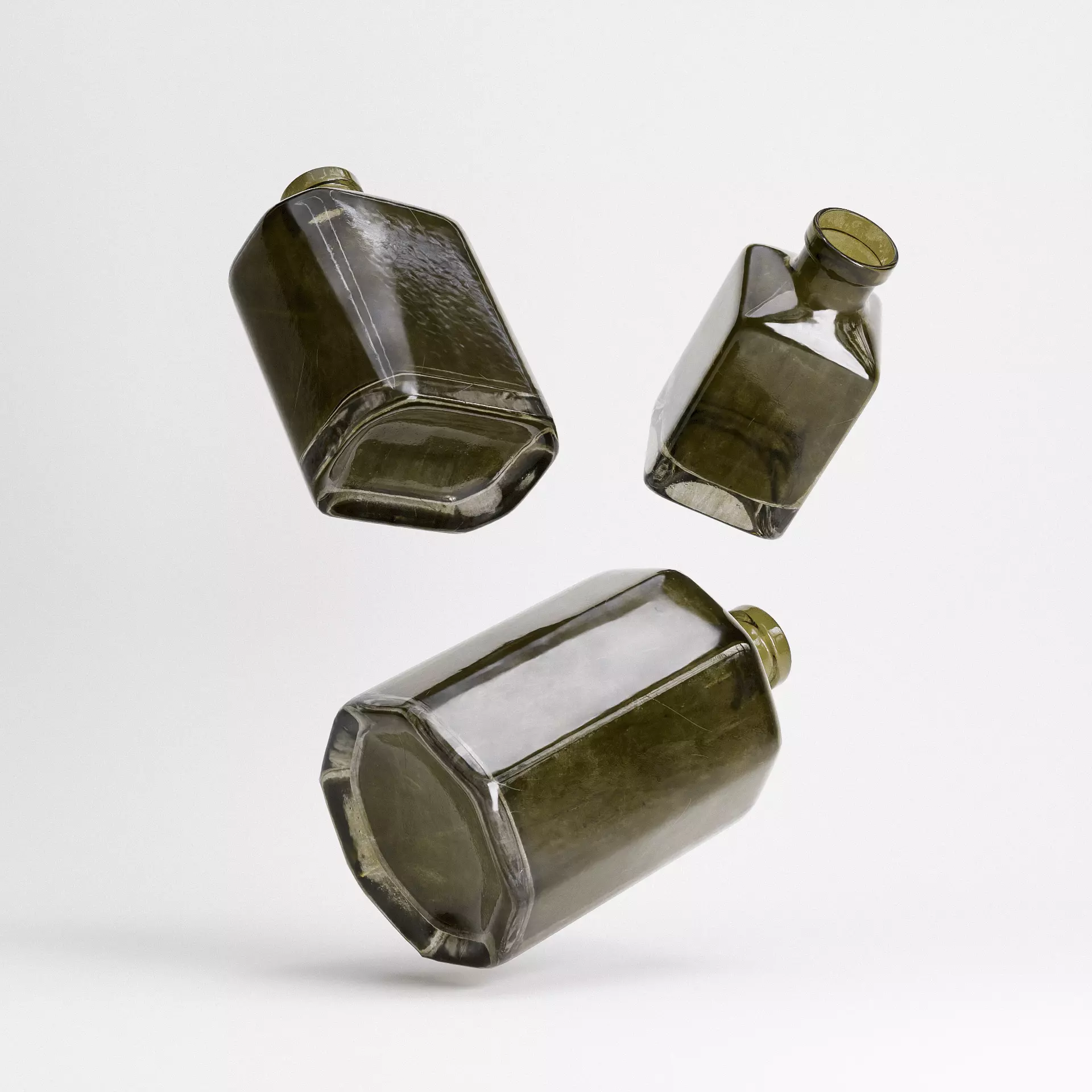 Old Bottles Set Low-poly 3D model_5