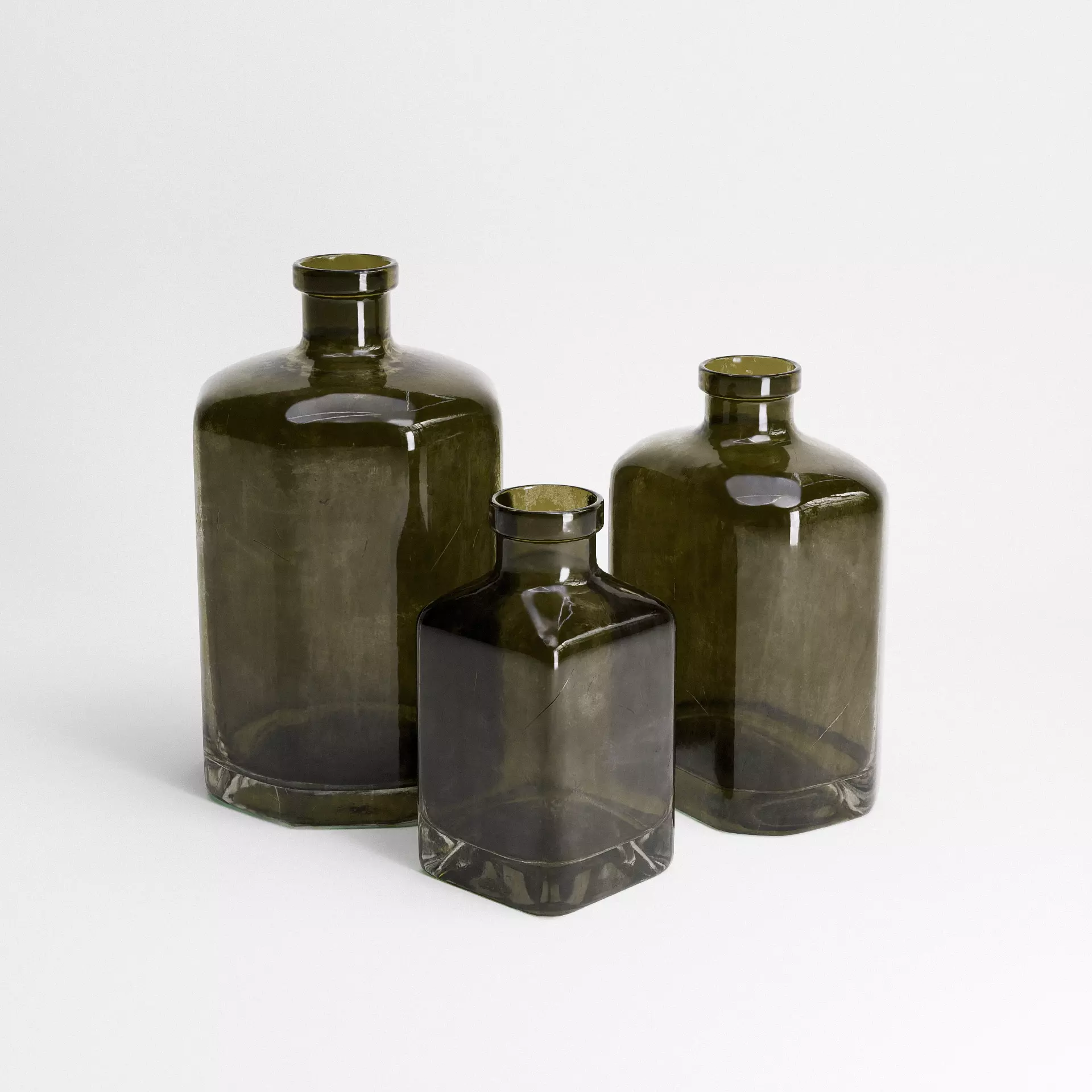 Old Bottles Set Low-poly 3D model_0