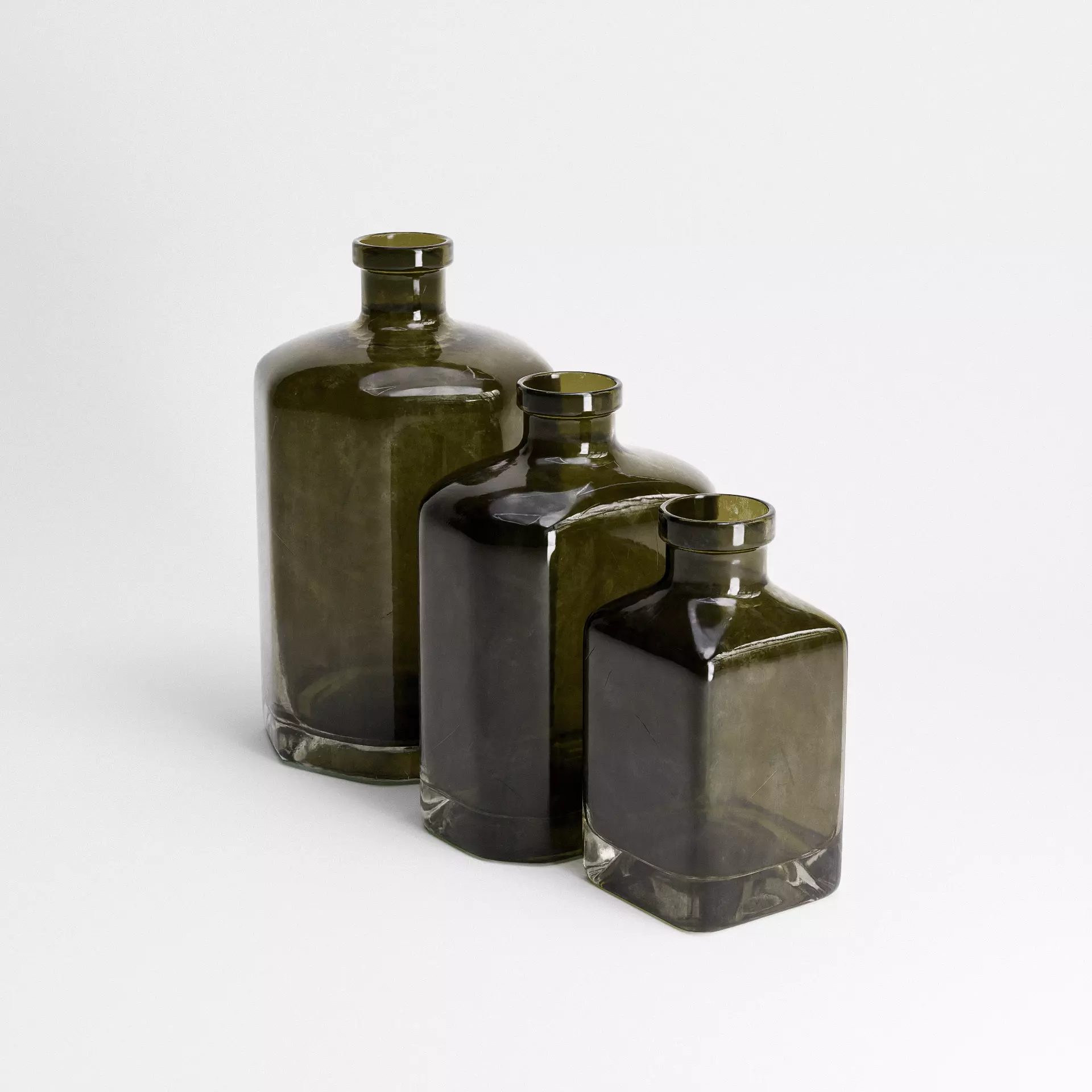 Old Bottles Set Low-poly 3D model_2