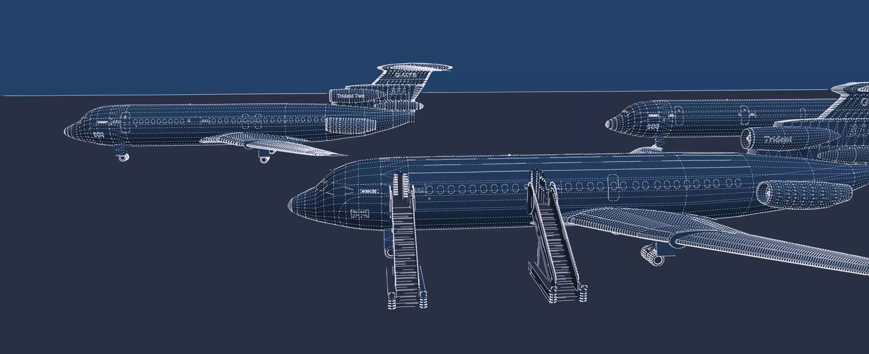 Hawker Siddeley TRIDENT 1C and 2E and 3B 3D model_49