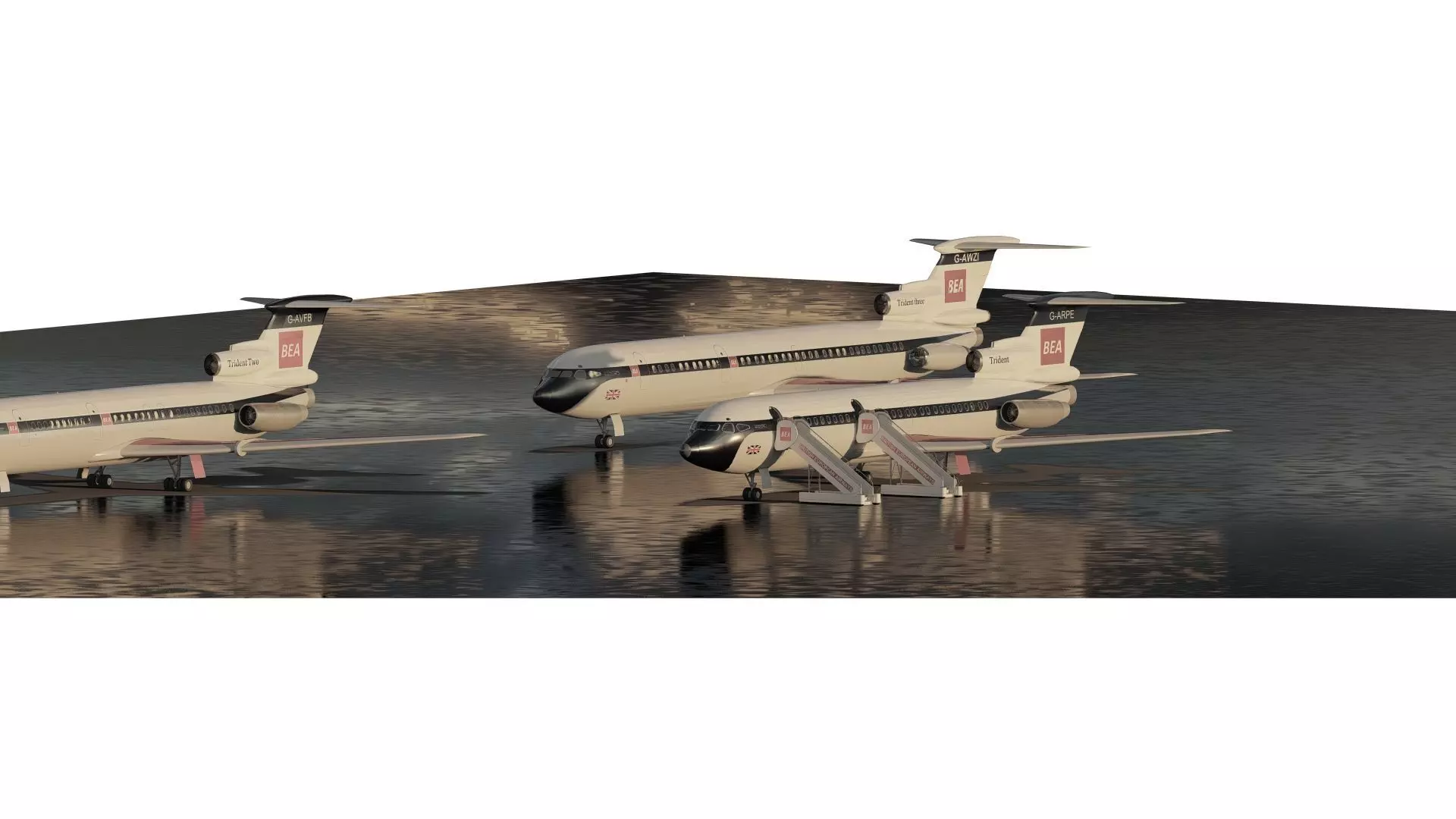 Hawker Siddeley TRIDENT 1C and 2E and 3B 3D model_1