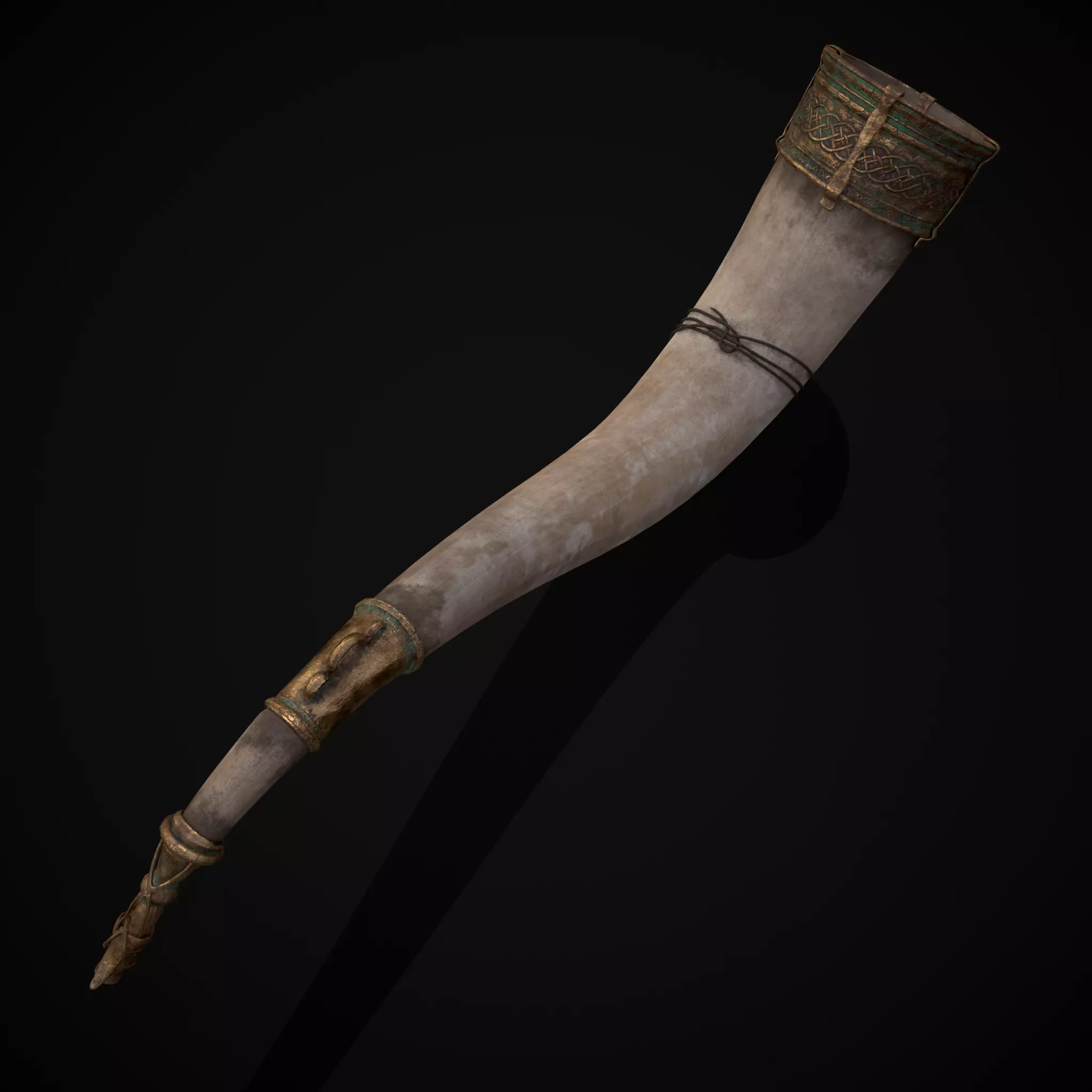 Vintage War Horn Low-poly 3D model_10