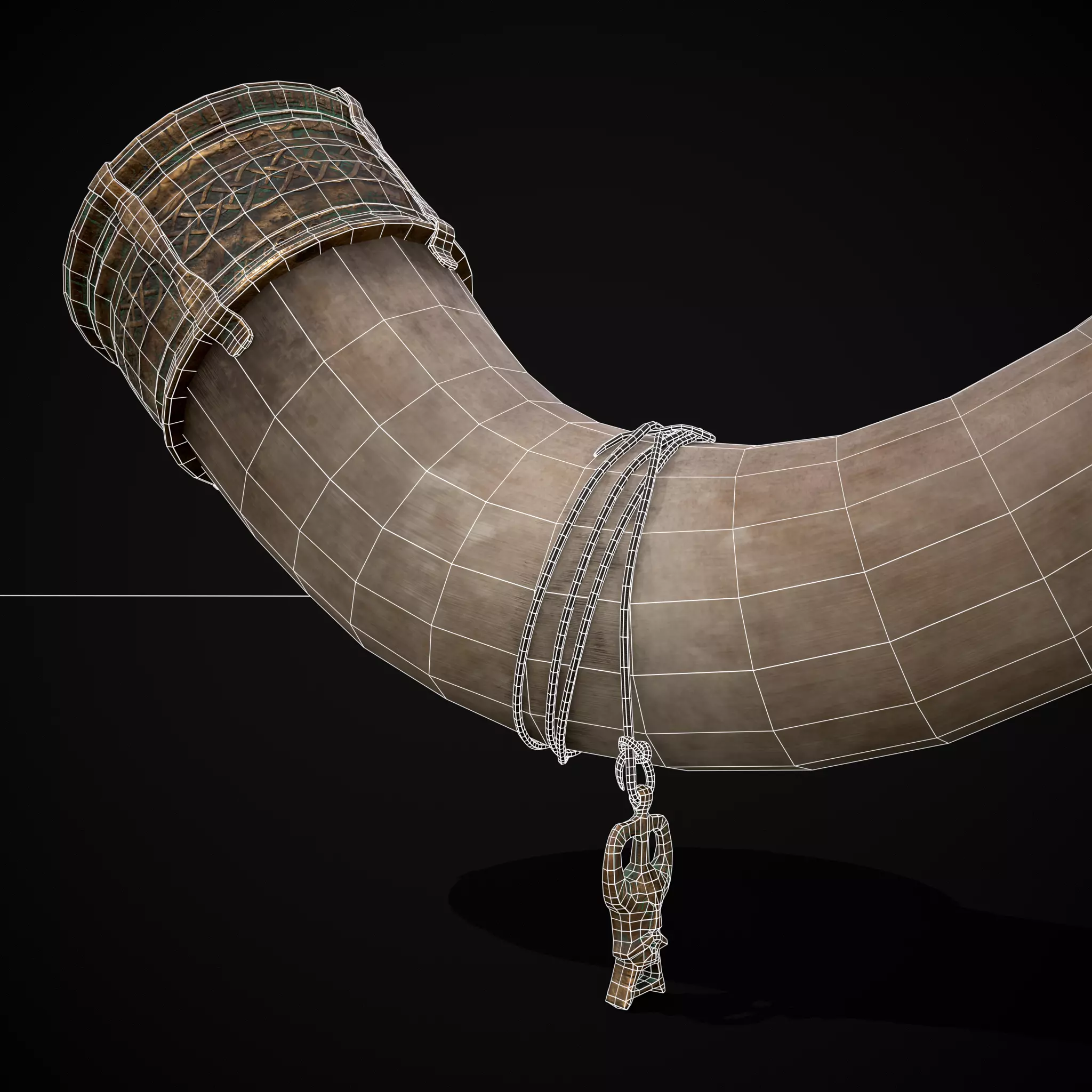 Vintage War Horn Low-poly 3D model_6