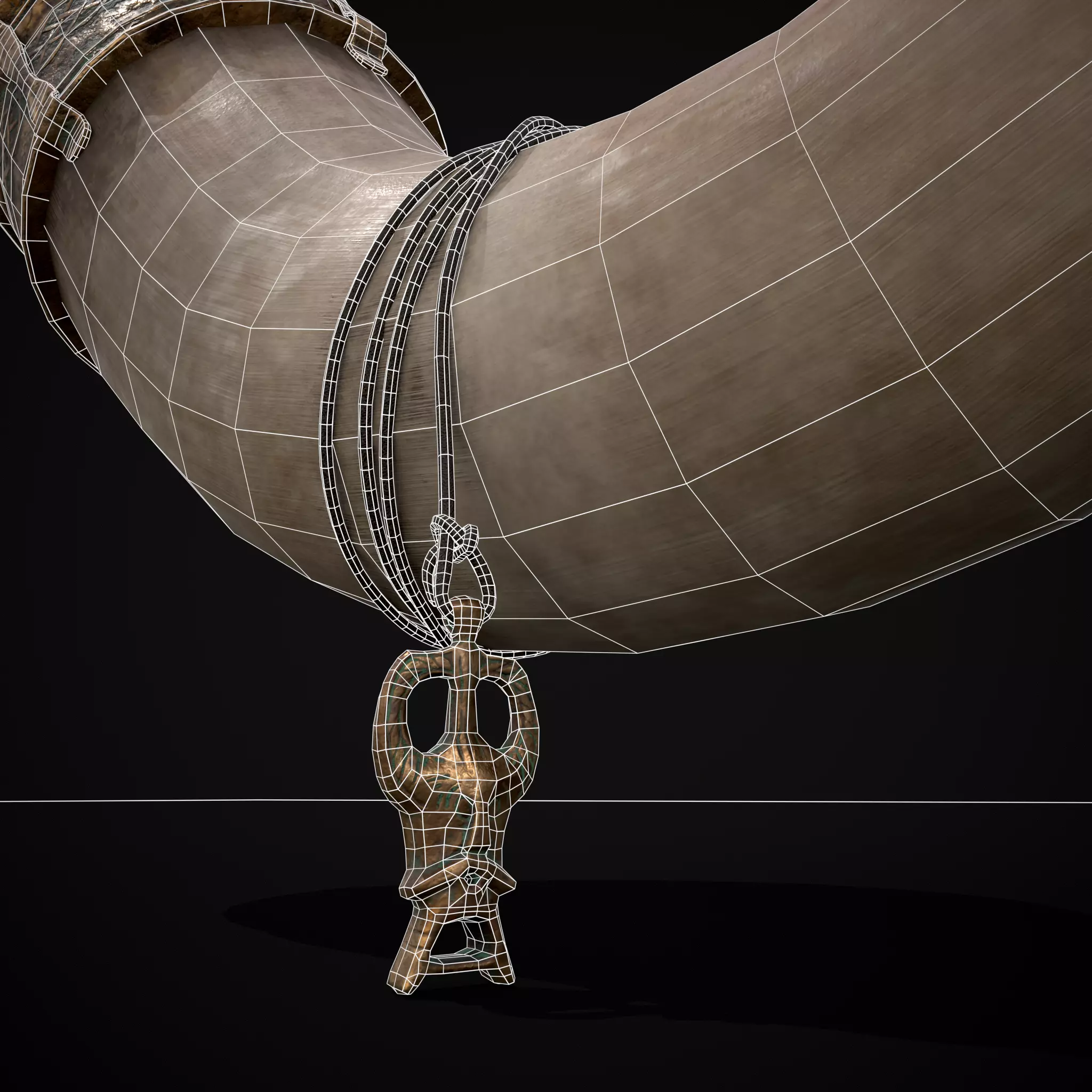 Vintage War Horn Low-poly 3D model_16