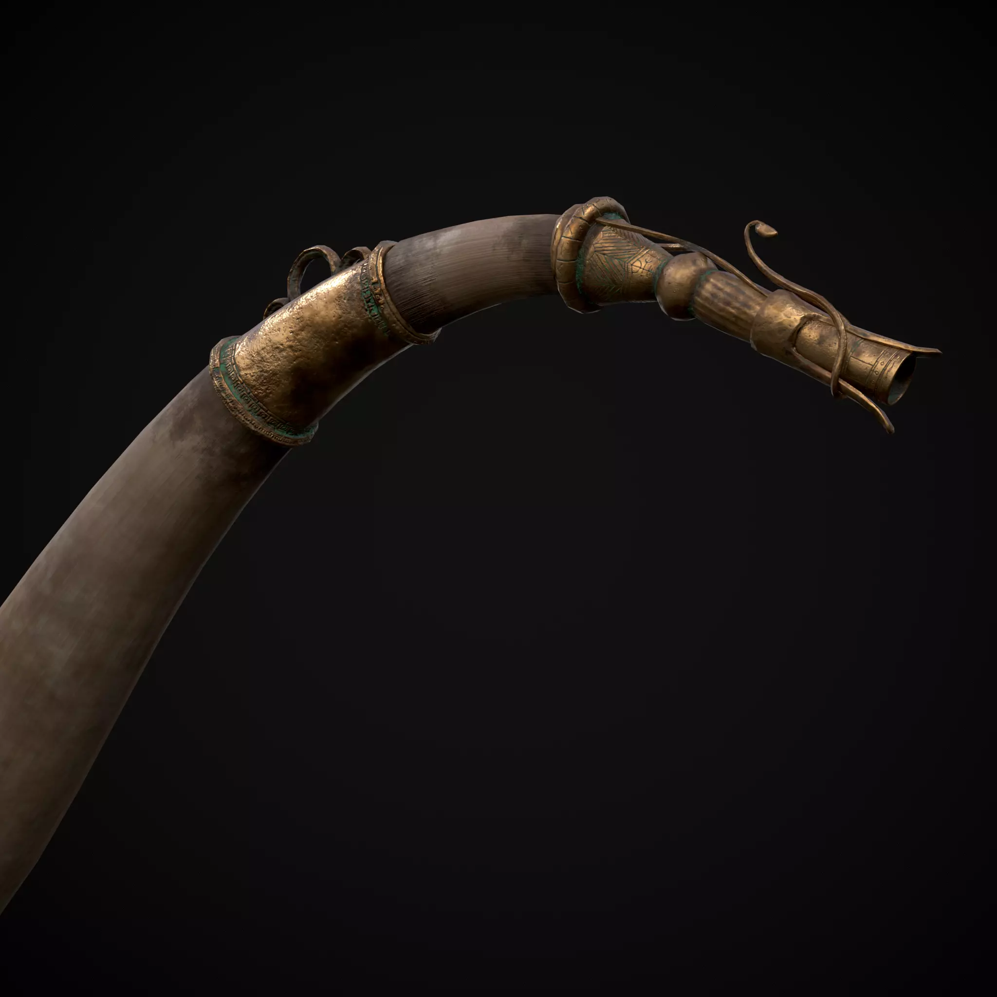 Vintage War Horn Low-poly 3D model_7