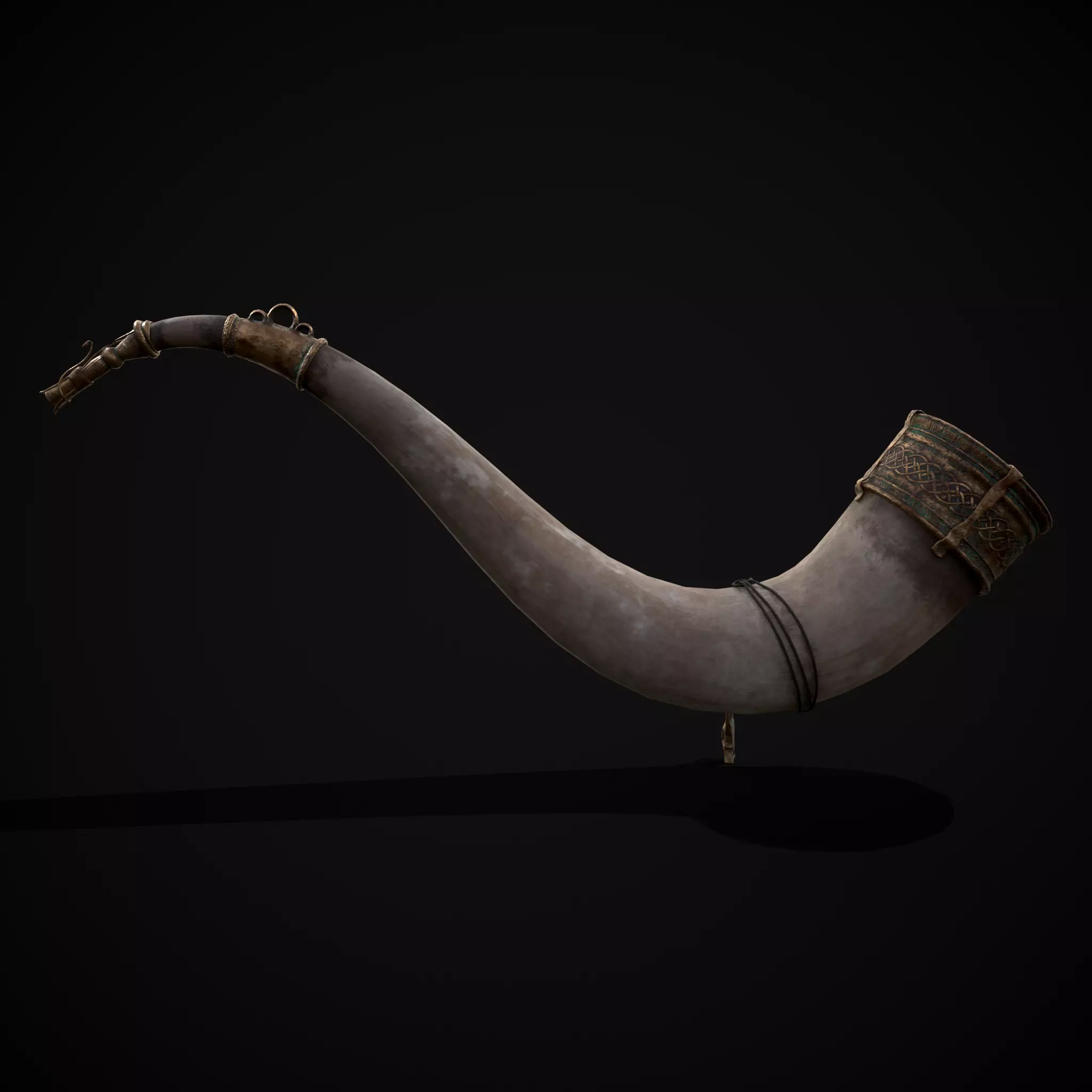 Vintage War Horn Low-poly 3D model_19